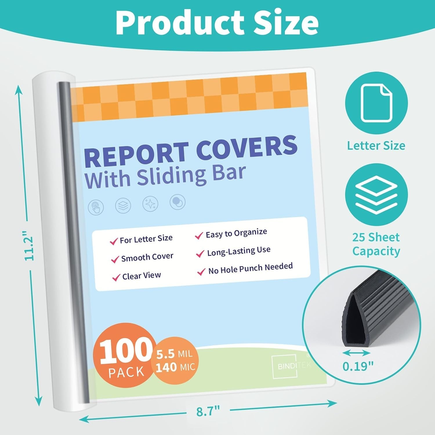 Professional 100 Pack Clear Report Covers, 25 Sheet Capacity