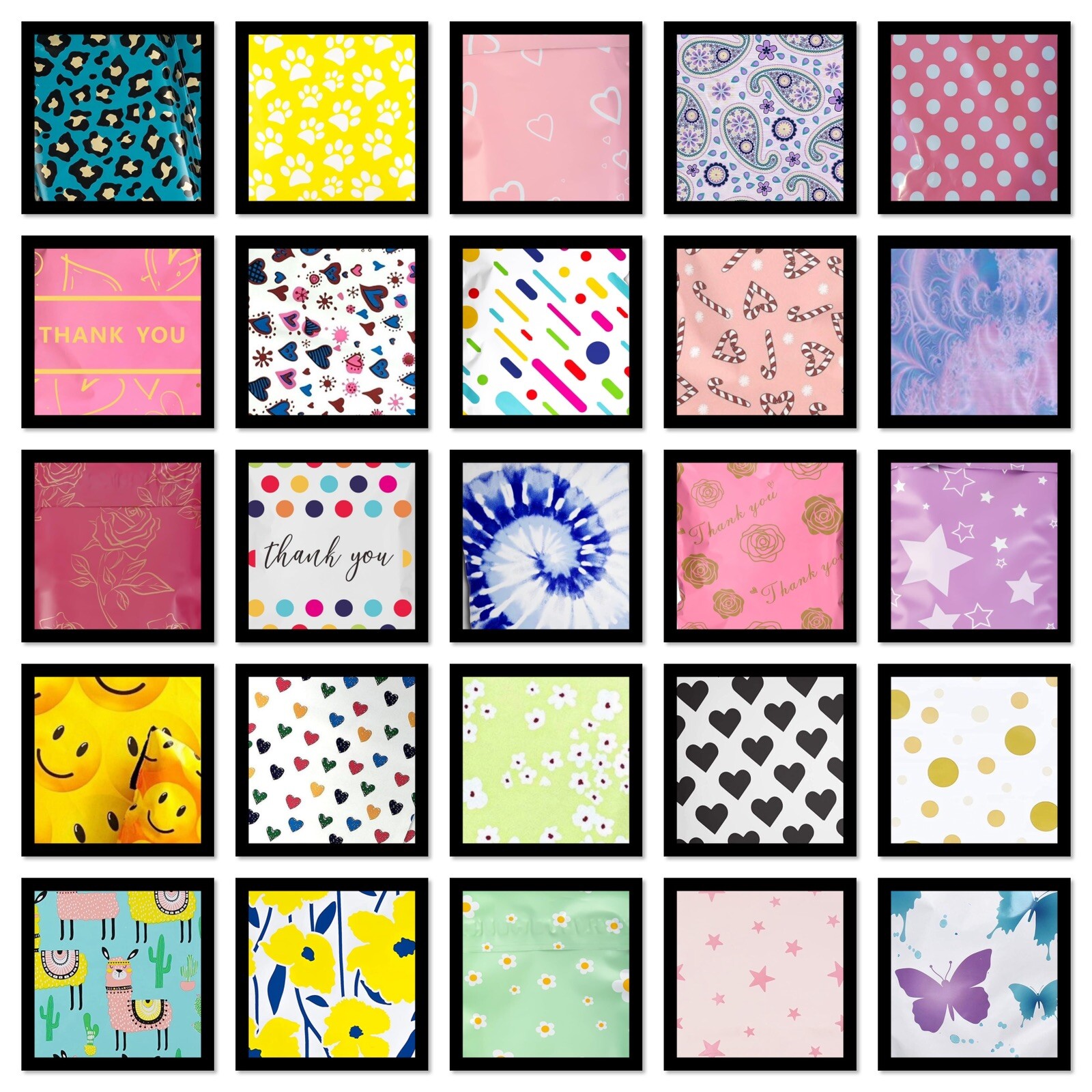 Poly Mailers 6×9 100 UNIQUE DIFFERENT DESIGNS