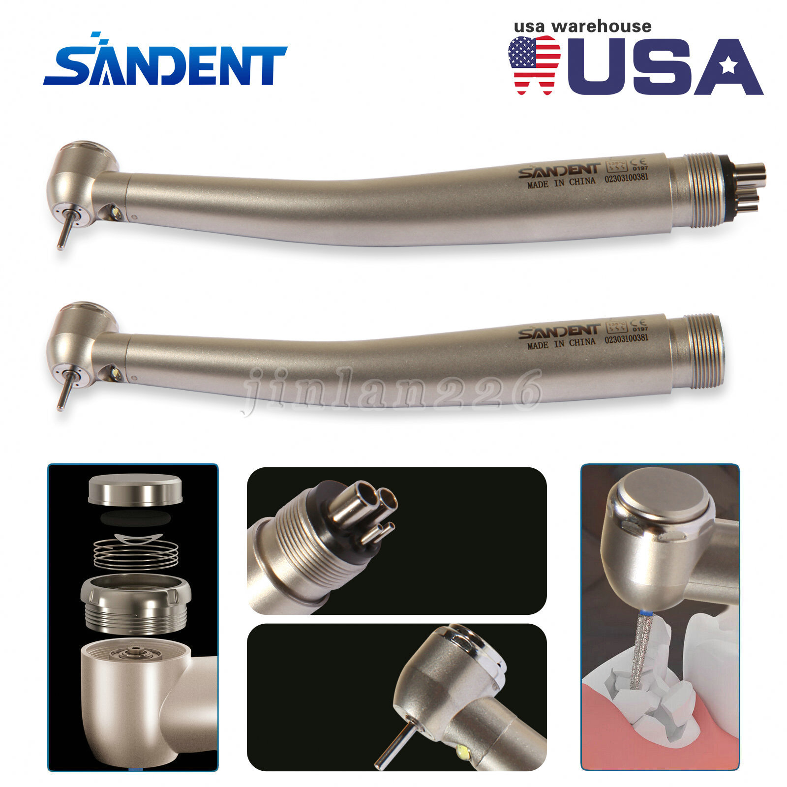 Dental PANA Max High Speed LED Handpieces NSK Type Internal Triple Spray Push US