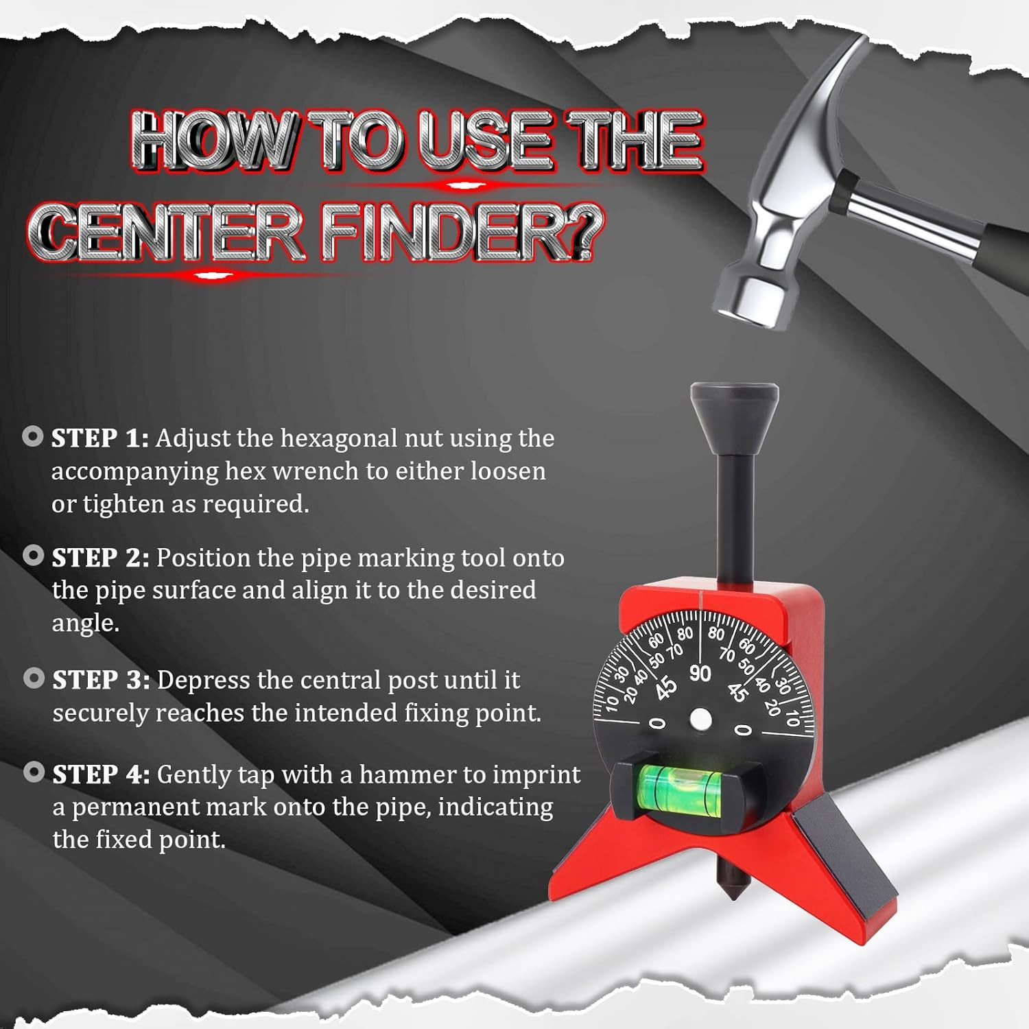 Pipe Center Finder, Pipefitter Tools W/Magnetic Centering Head, 2.75″ Y-Type Pip