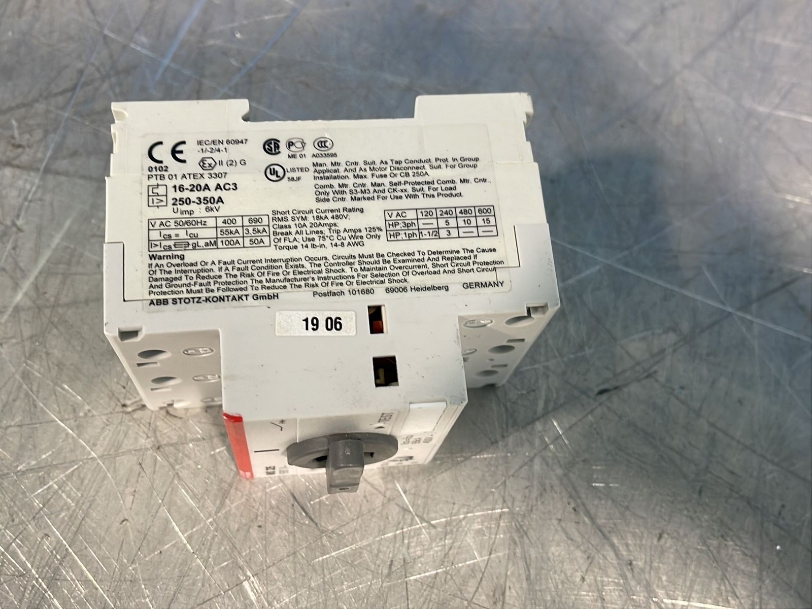 ABB MANUAL MOTOR STARTER MS325-20.0