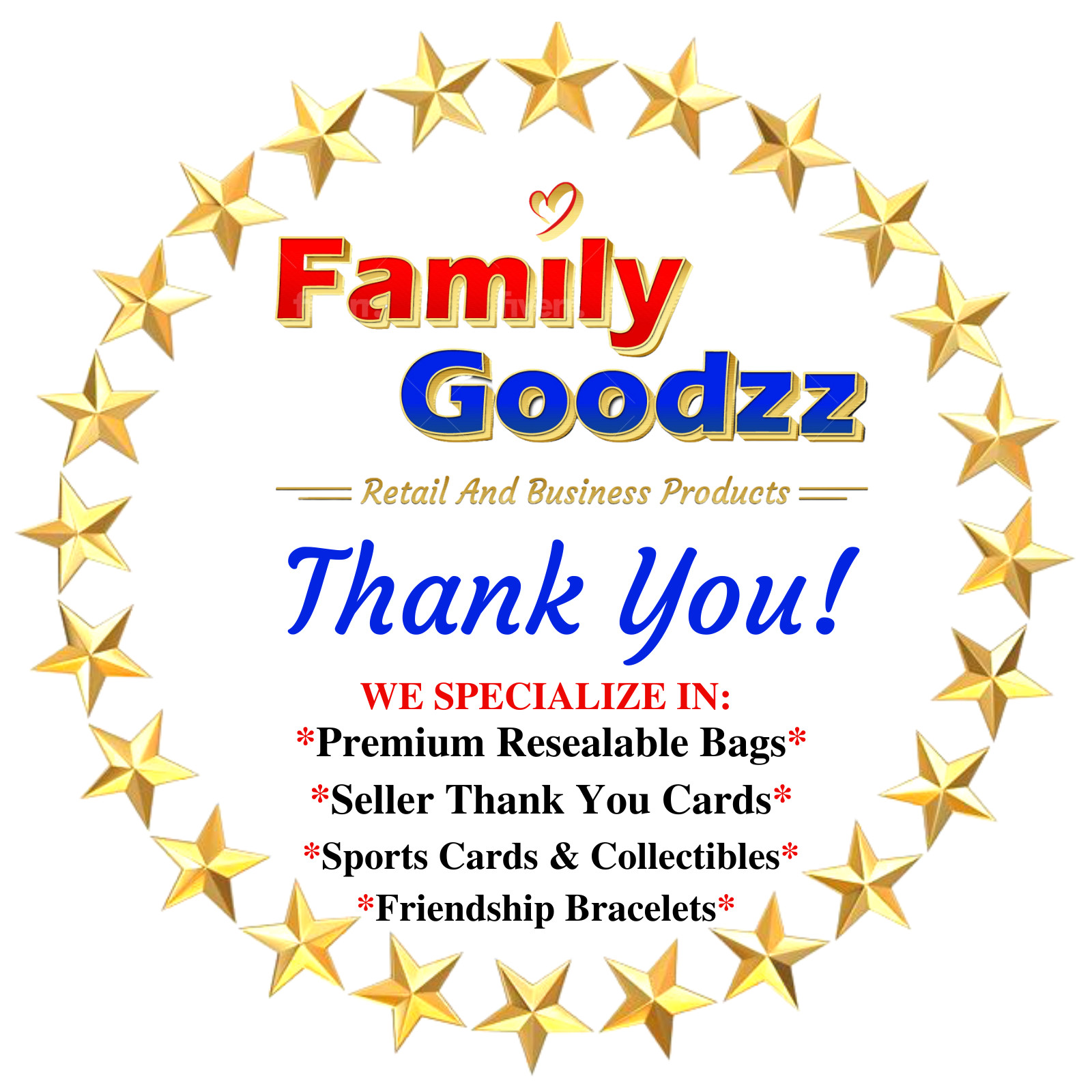 25-2000 Ebay CLASSY Thank You Seller Business Cards (Star), 4 Amazon, Etsy, bulk