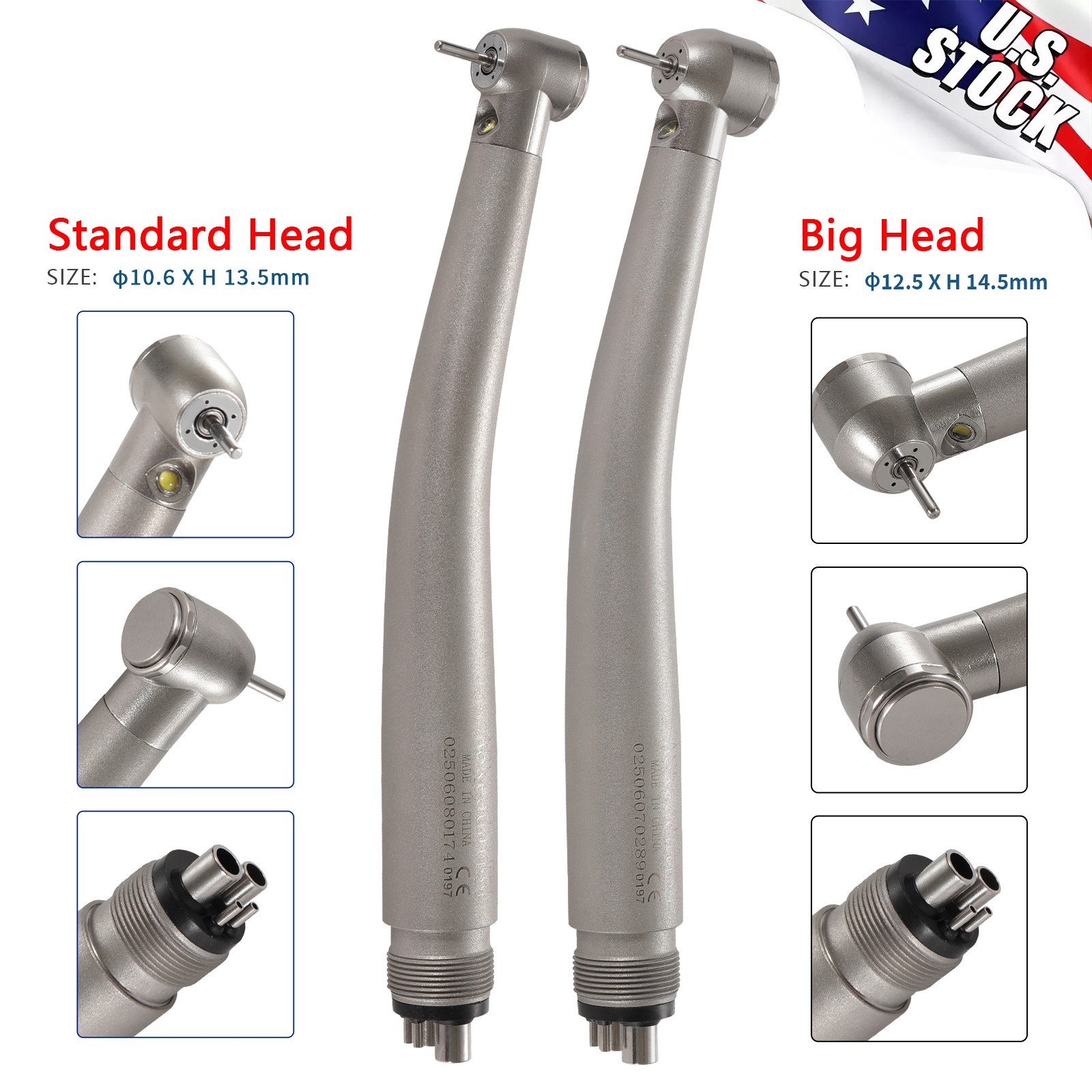 Dental Fiber Optic LED E-generator Handpiece Big/Standard Head 3Spray 4Water YBM