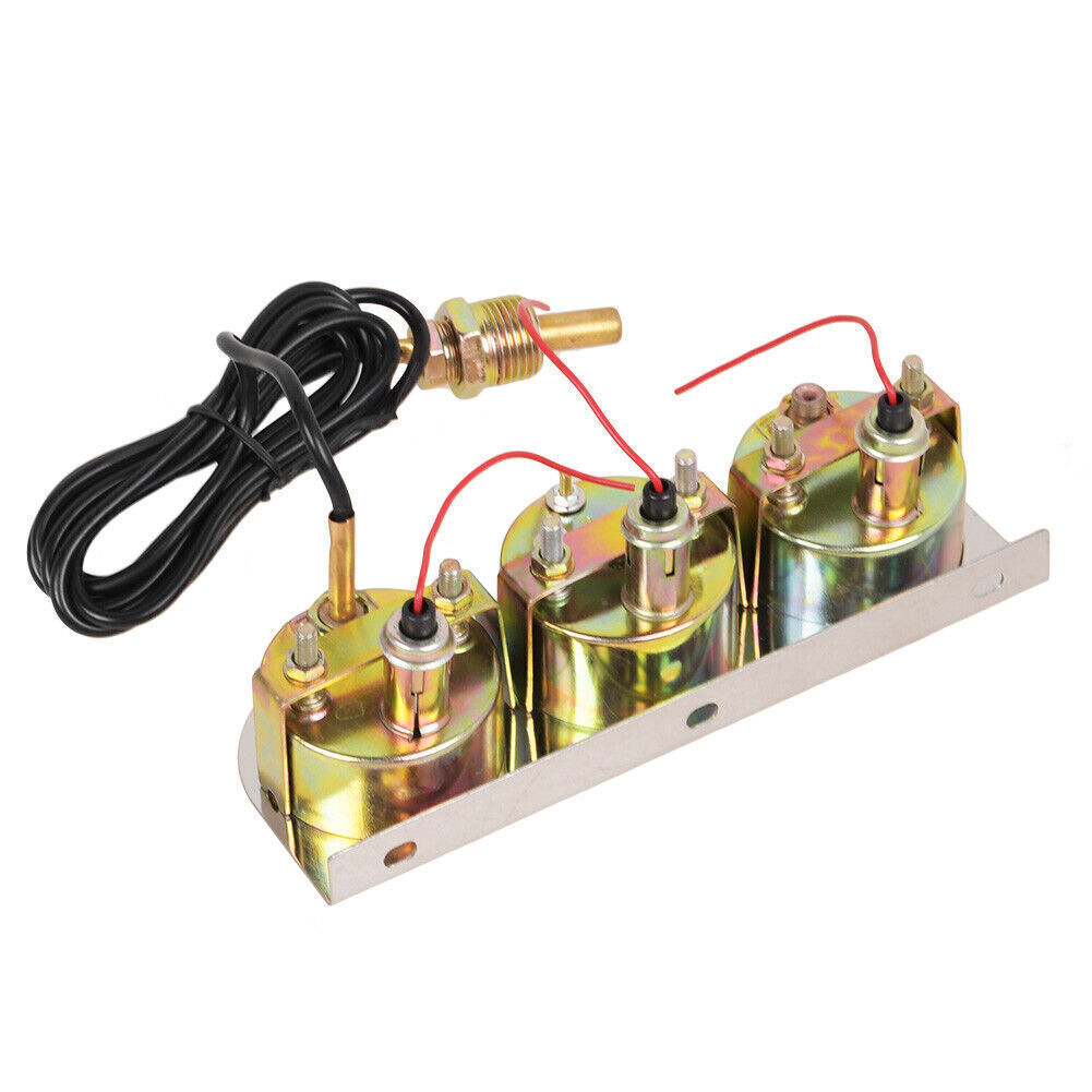 3 in1 52mm 2″ Chrome Car Triple Gauge Set Kit Water Temp Oil Pressure Volt Meter