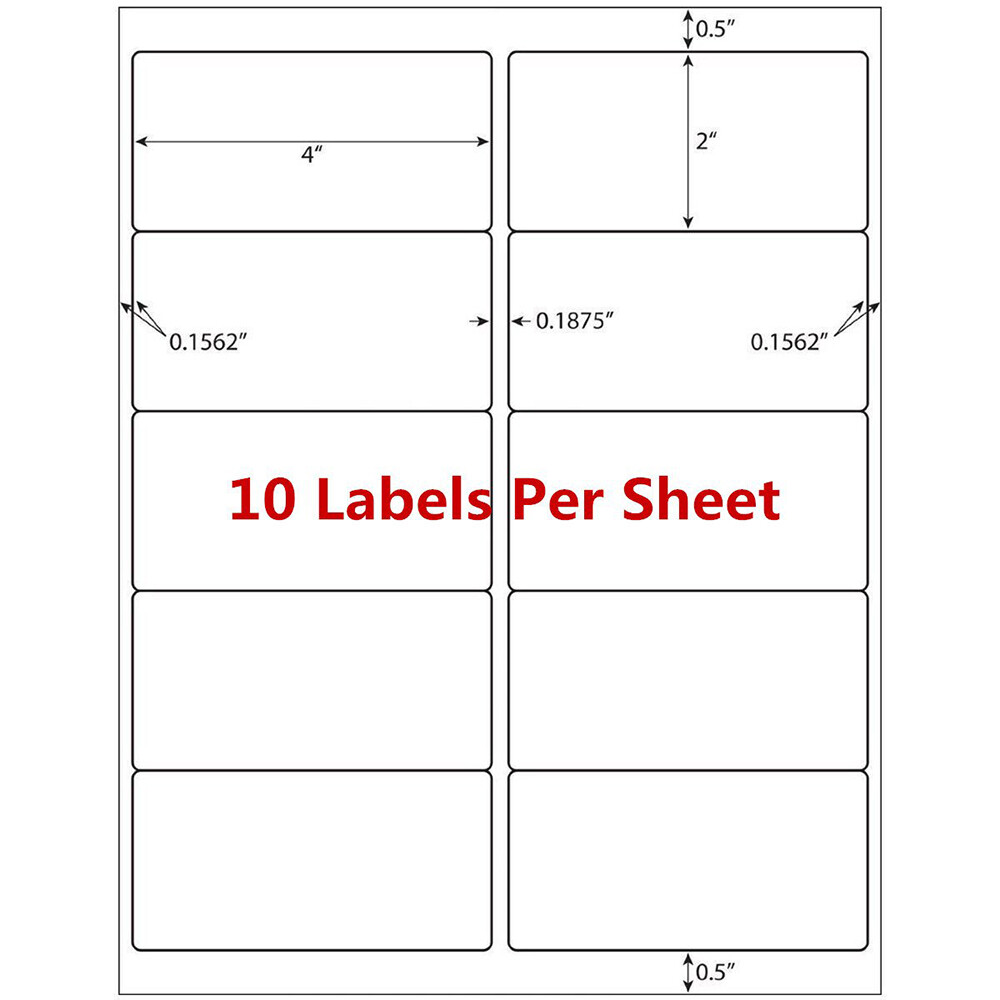 4 x 2 Laser/Ink Address Shipping Self-Adhesive Labels 10 Per Sheet 4″ x 2″ USA