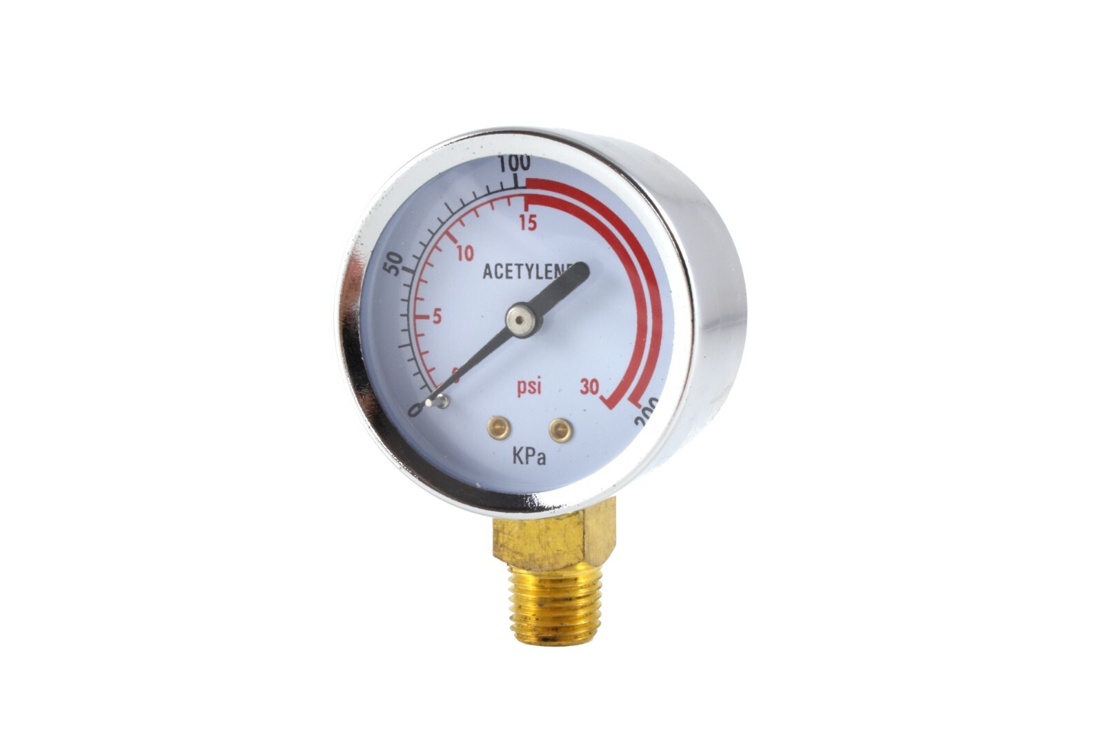 Low Pressure Gauge for Acetylene Regulator 0-30 psi – 2 inches – 1/4″ NPT