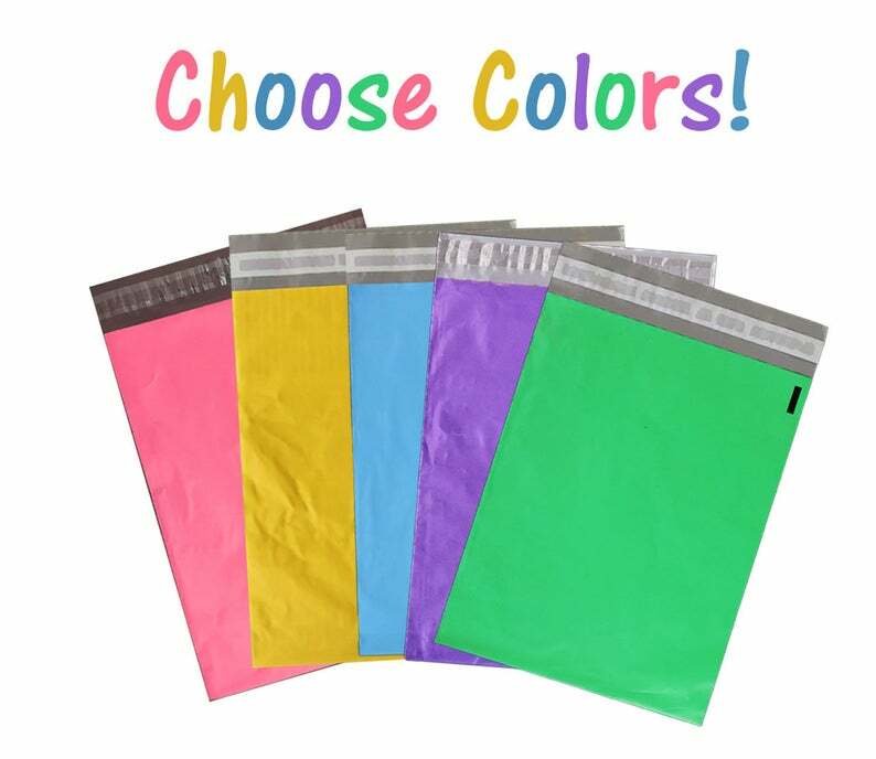 7.5 x 10.5″- 6 Beautiful Colors! Colored Flat Poly Mailers, Self Sealing Mailers