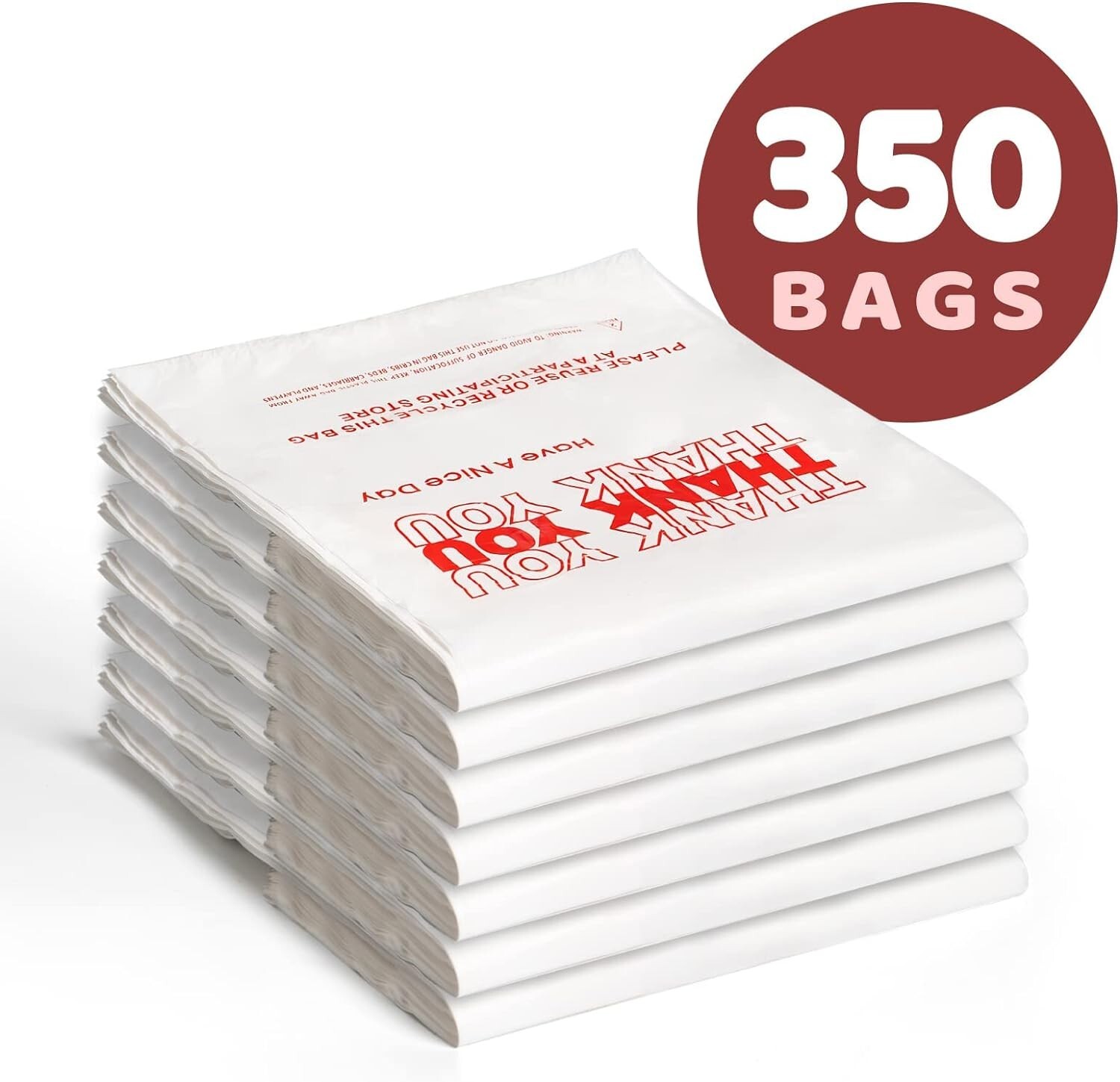 Bags 1/6 Large 21 x 6.5 x 11.5 “Thank You” T-Shirt Plastic Grocery Shopping Bags