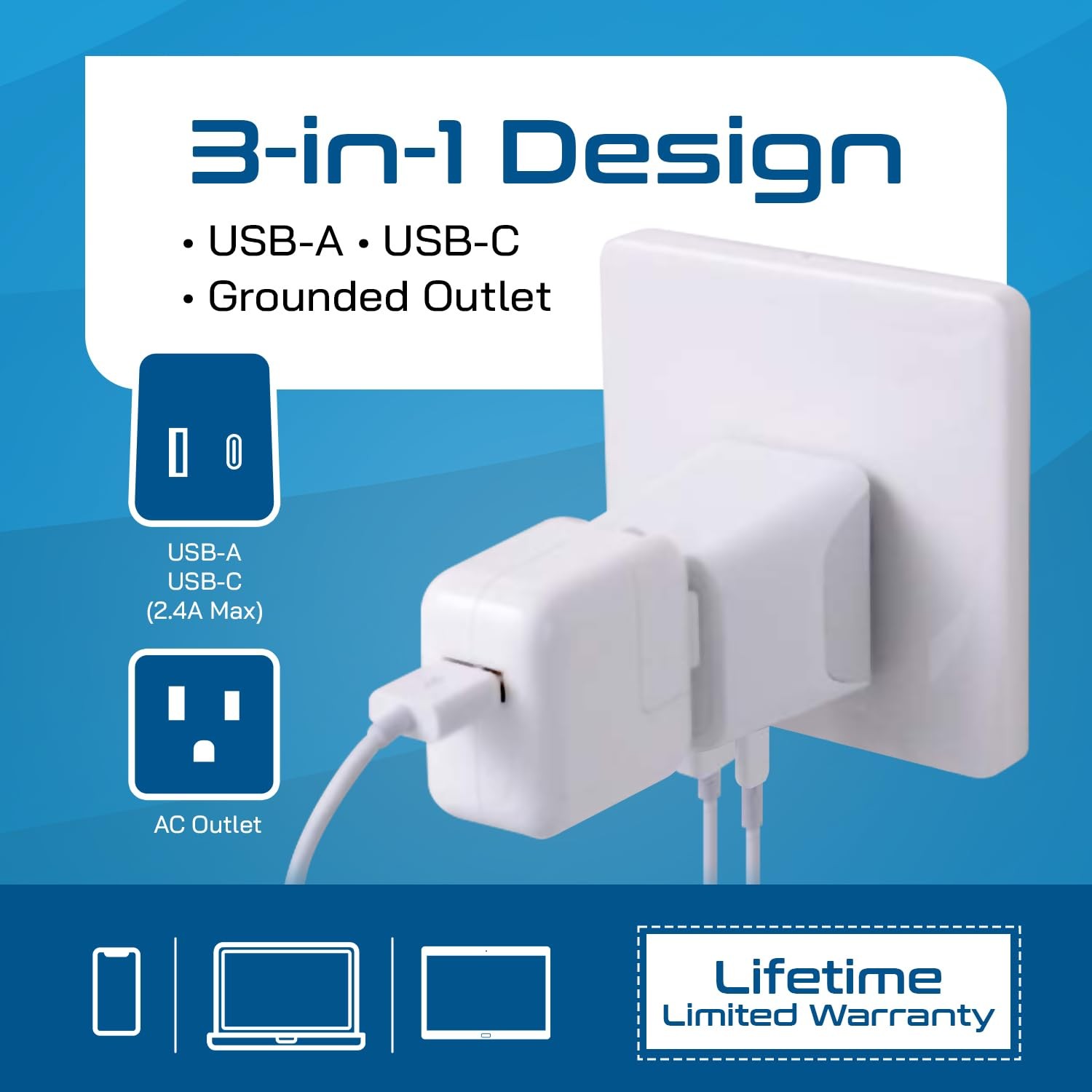 Japan, Philippines Travel Adapter Plug with USBA + USBC Usa Input Type A U…