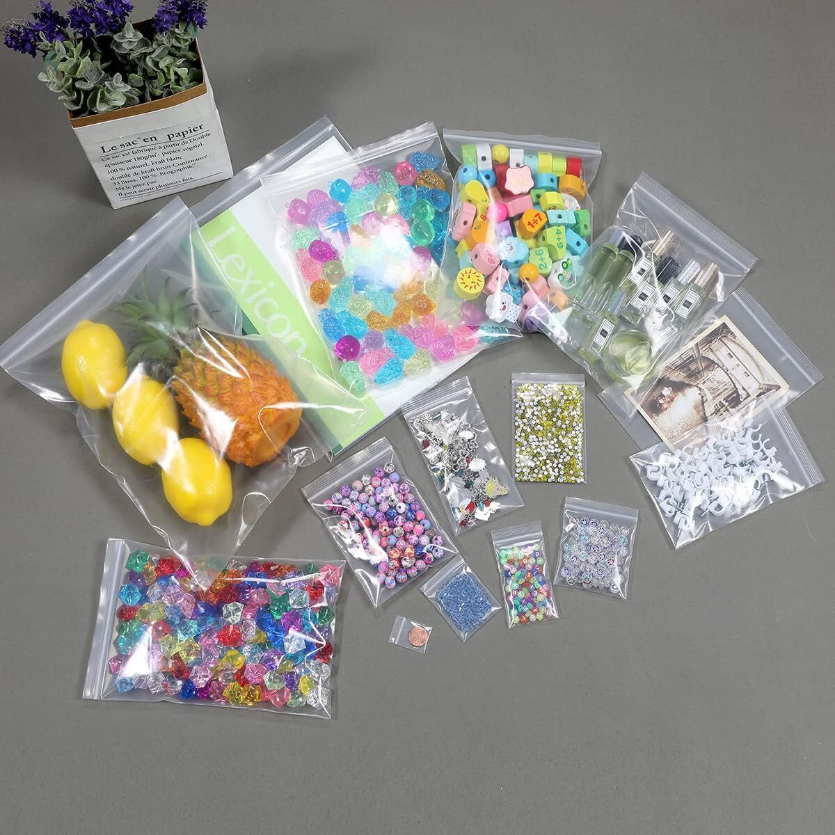 200PCS 2×3″ Thick 4 Mil Small Clear Zip Poly Bags Plastic Reclosable Zip Lock
