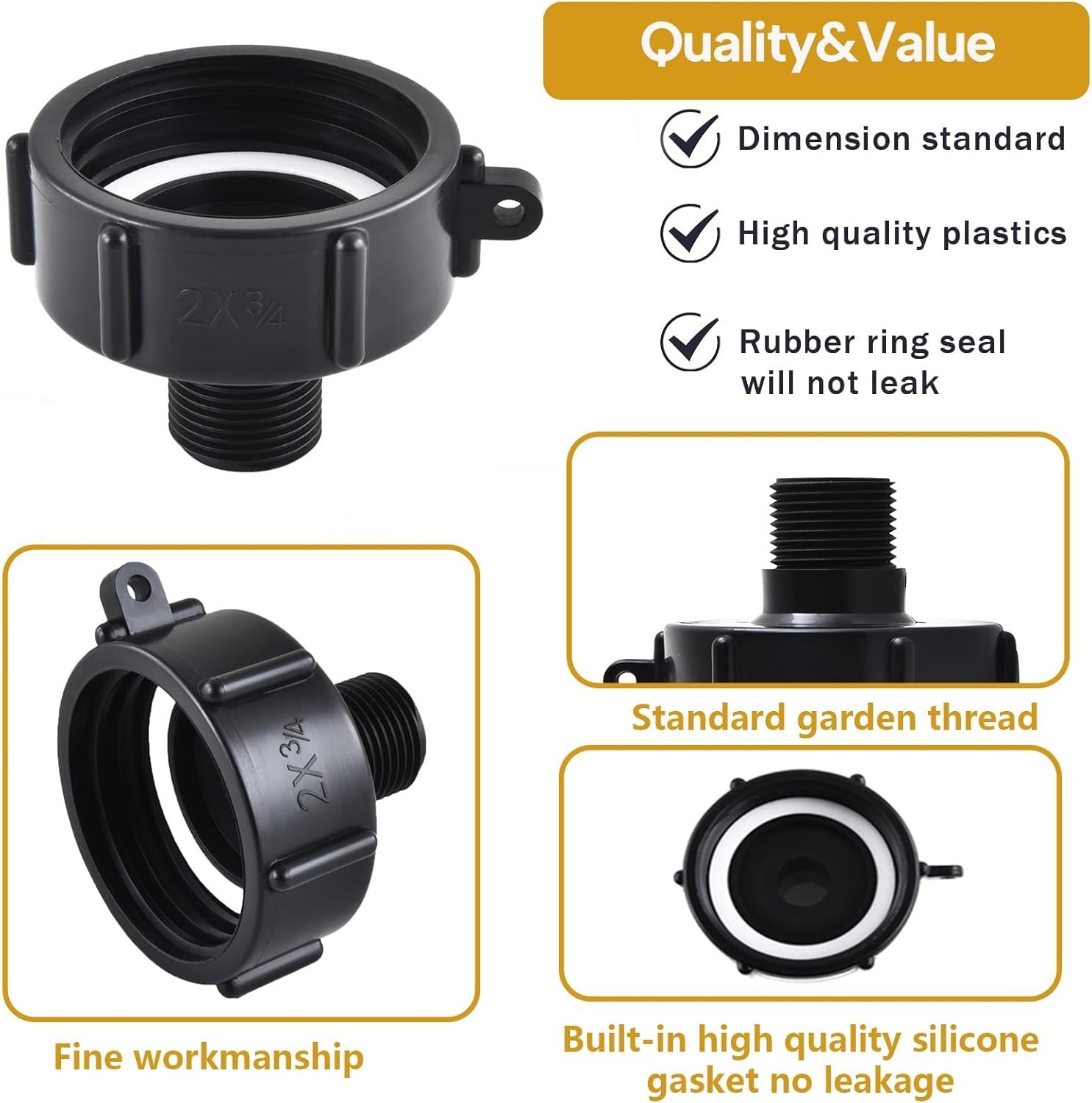 Food Grade IBC Hose Adapter: Leakproof 2″ Coarse Thread to Garden Hose Connector