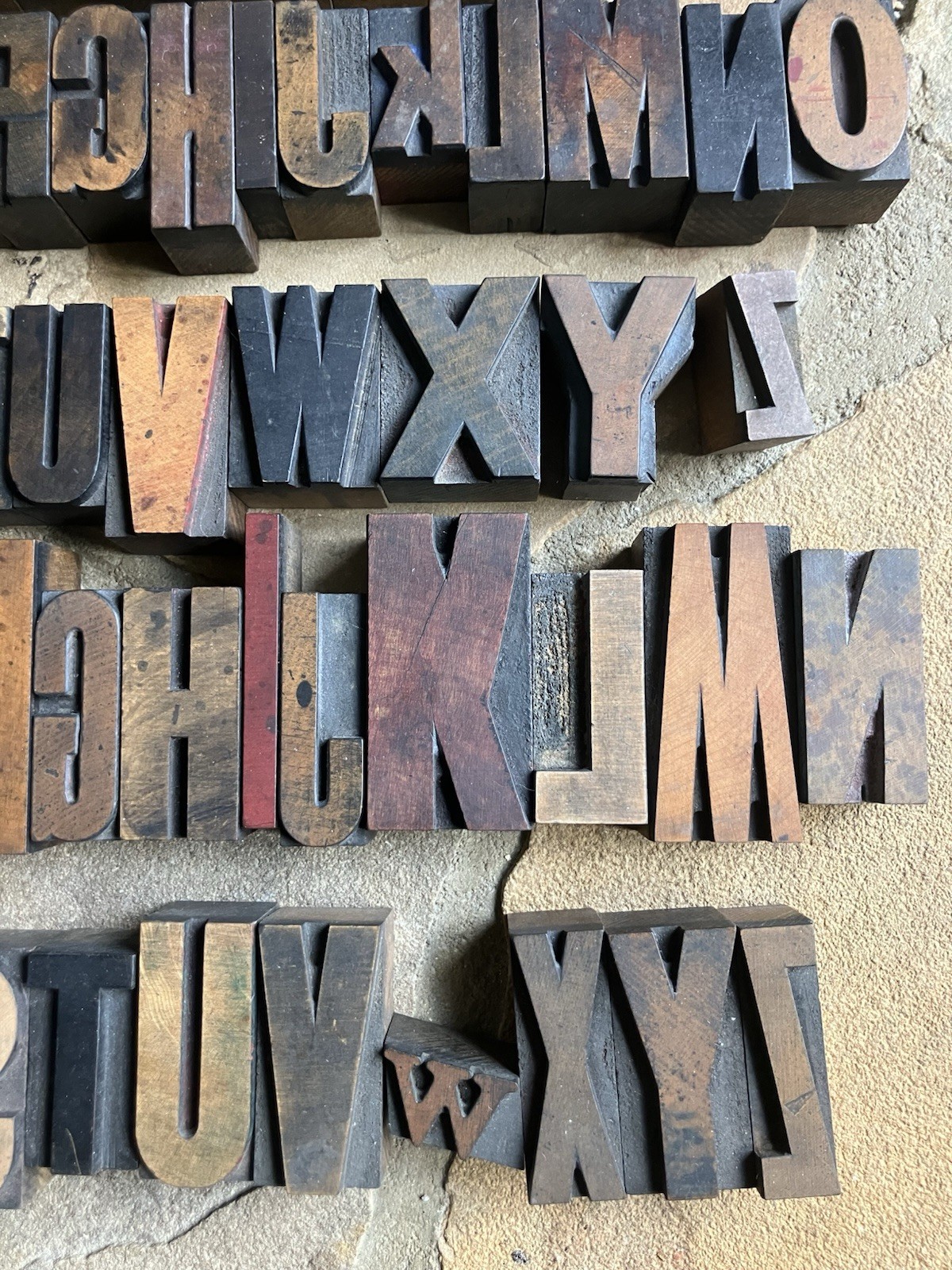 62 Vintage Letter Number Letterpress Wooden Print Blocks Two Full Alphabets