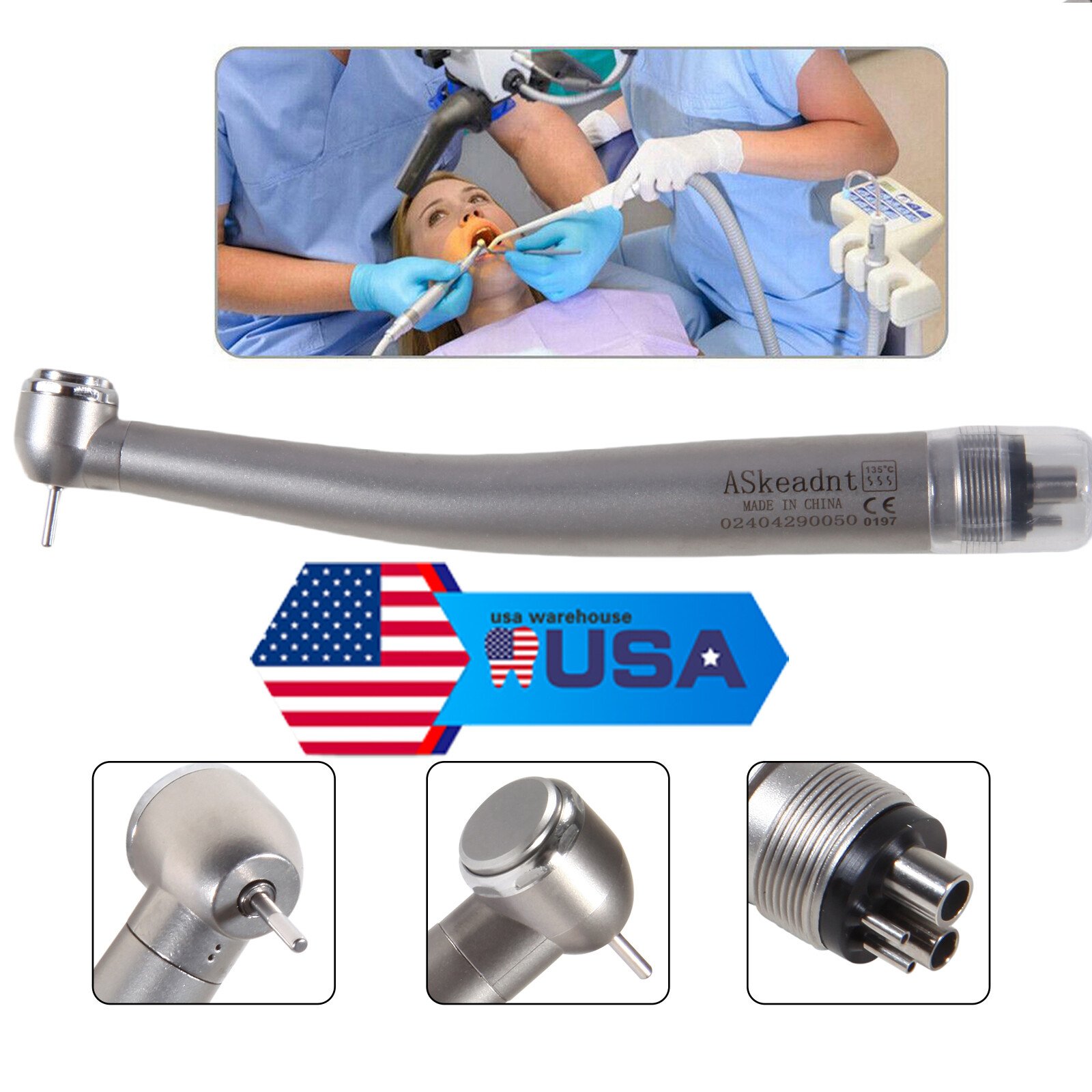 10 Askeadent Dental High Speed Handpiece Push Button Turbine Single Spray