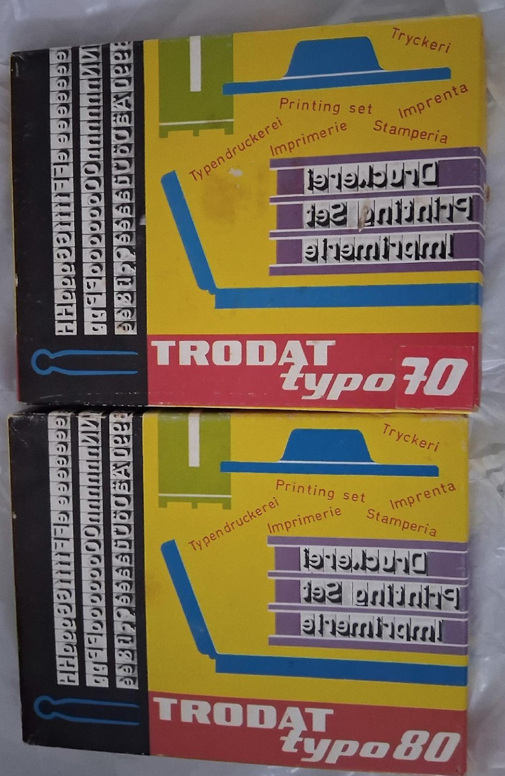 Vtg Trodat Typo 70 & 80 Rubber Stamp Lettering Printing Set Lot