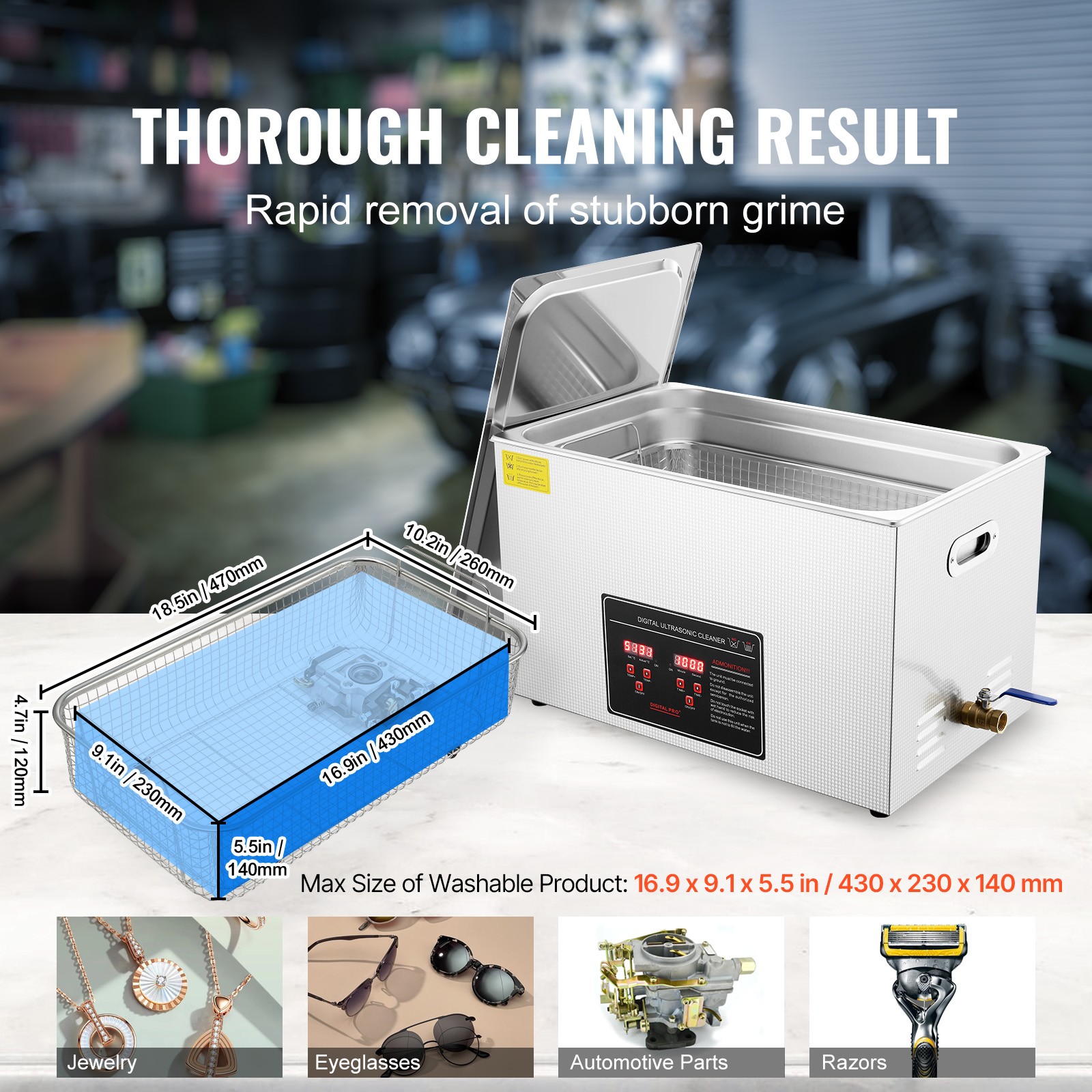 30L Ultrasonic Cleaner Timer Heating Machine Digital Industrial Sonic Cleaner