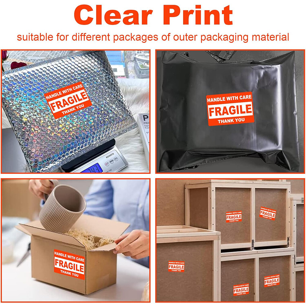 Fragile Stickers 2×3 3×5 Fragile Label Sticker Handle With Care Mailing 500/Roll