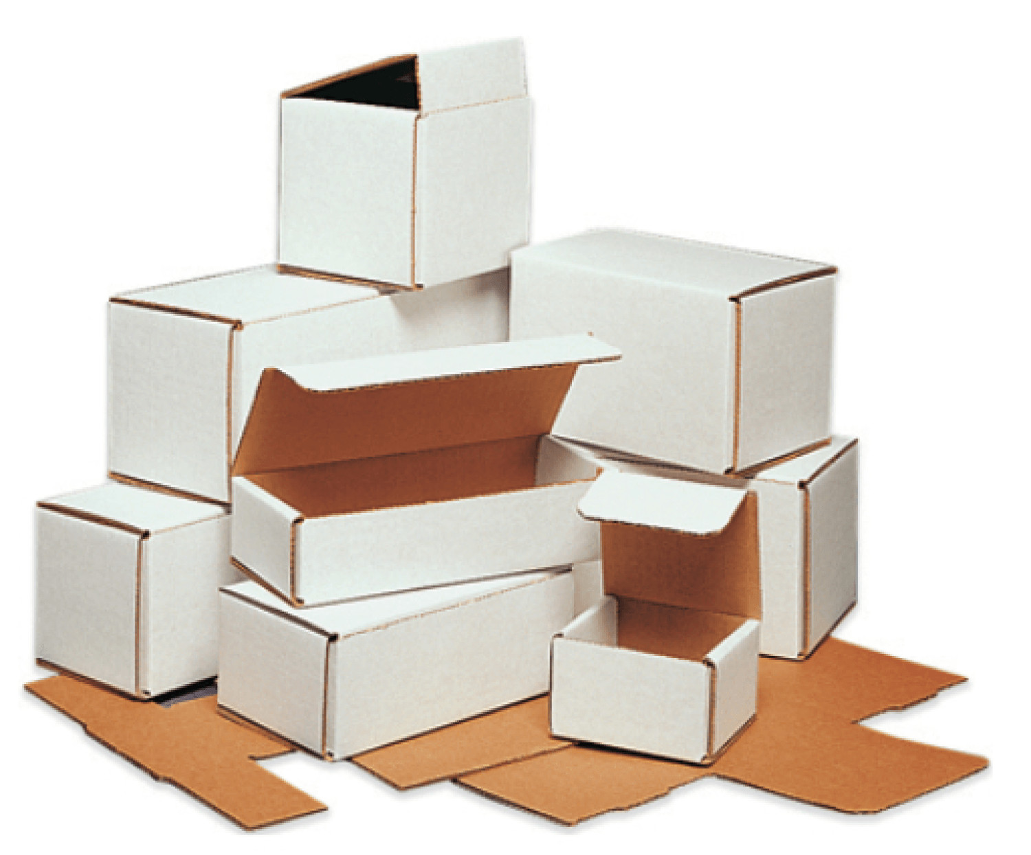 Pack of 100 Foldable Shipping Box 8x4x2 White Cardboard Strong Corrugated Mailer
