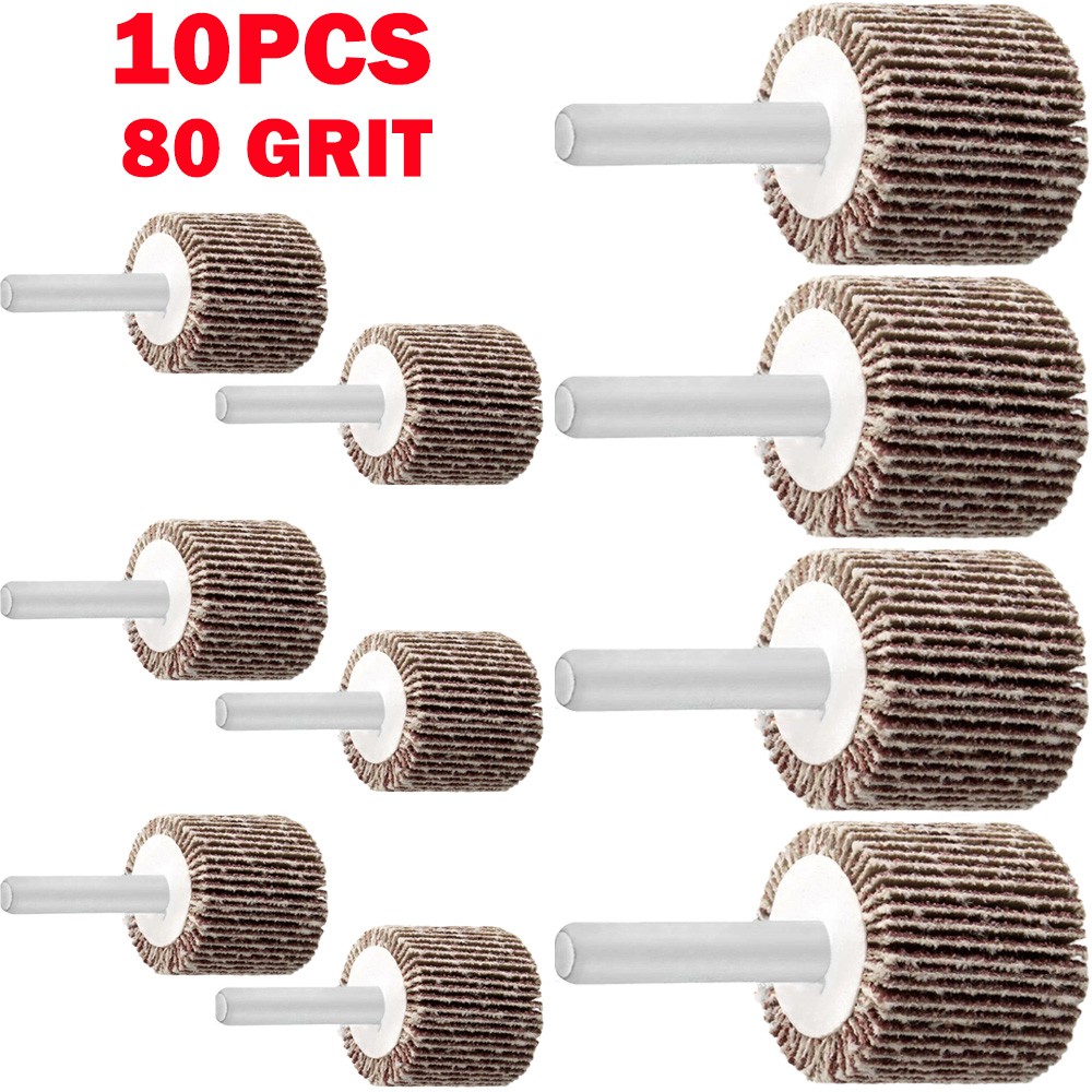 10Pcs 80 Grits Drill Flap Wheel Sander 1x1x1/4″ Flapper Sanding Grinding HOT