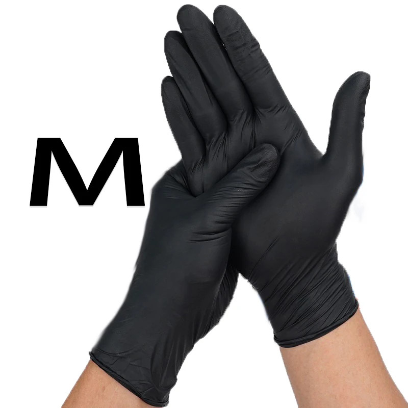 50/100/200/400/1000Pcs Cleaning Gloves, Nitrile Gloves, Black Food Grade Disposa