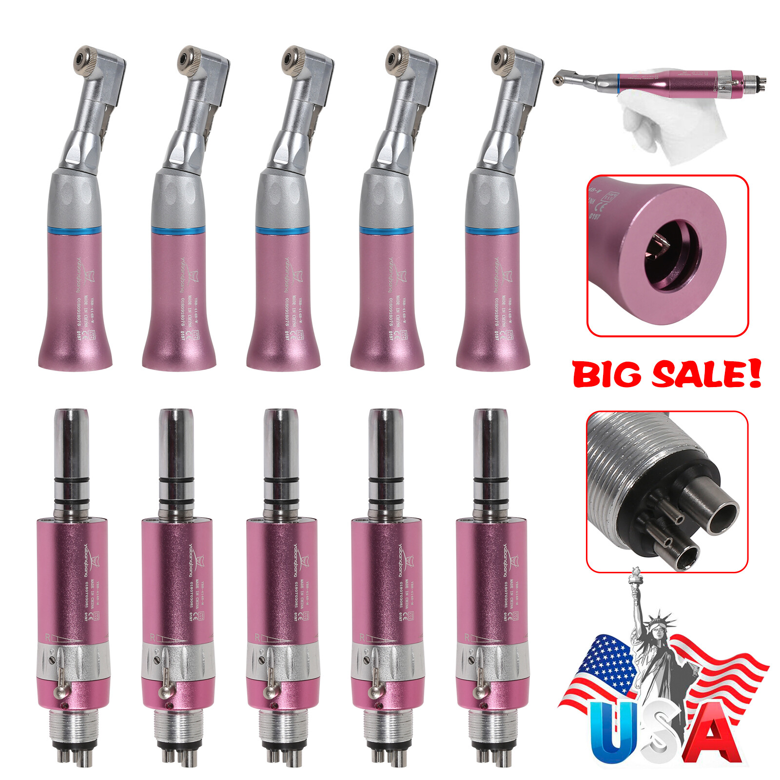 NSK Style Dental Slow Low Speed Handpiece Contra Angle/Air Motor 4 Hole