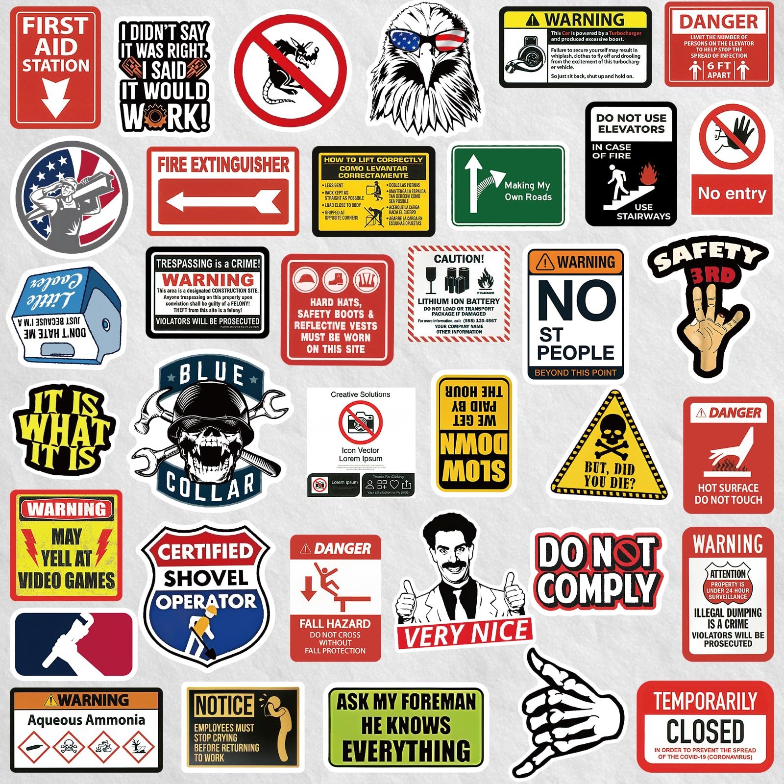 160 Funny Blue Collar Stickers for Adult Men’s Hard Hats & Tools – Great Gifts
