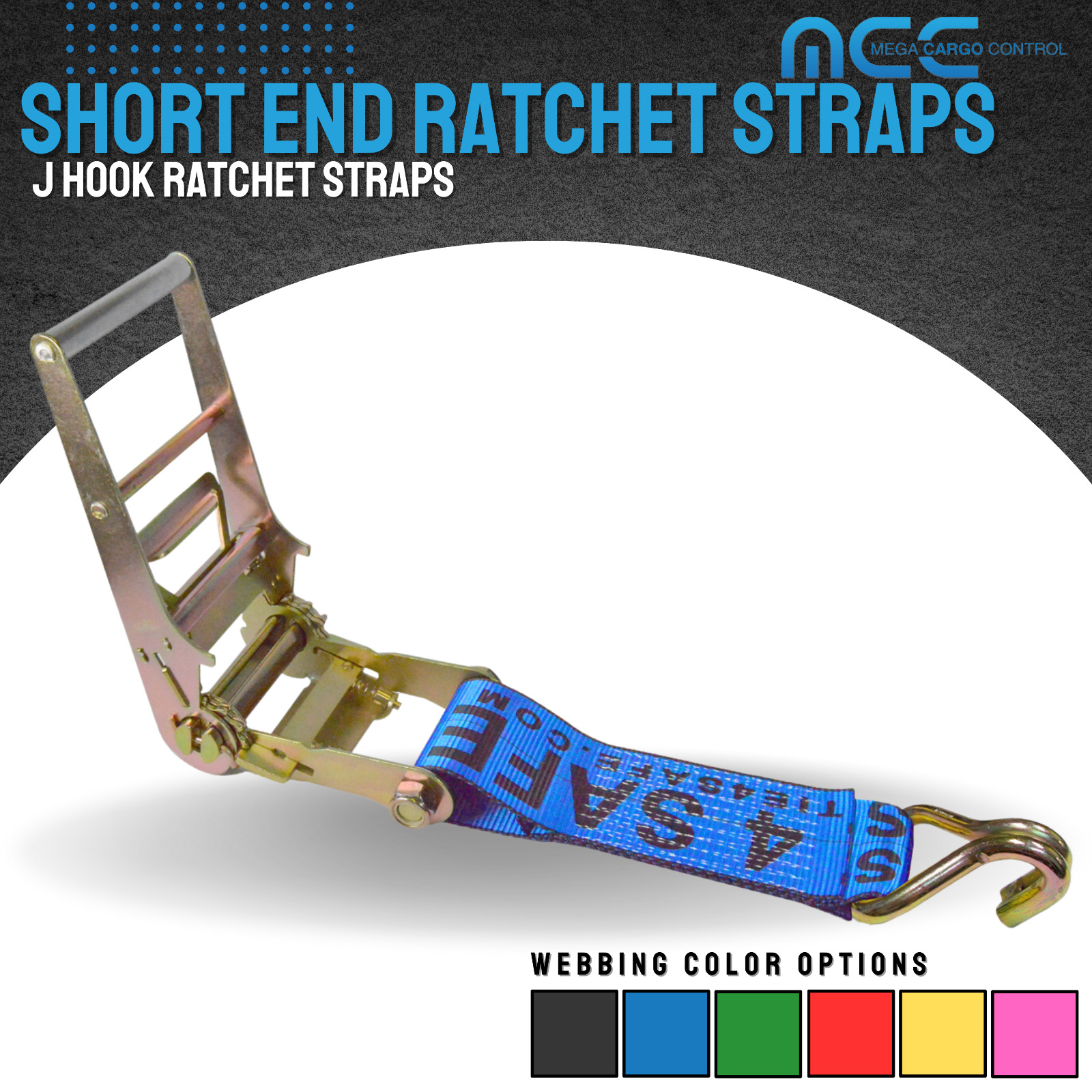 USA 3″ 4″ Ratchet Tie Down Short Fixed End Strap w/ J Hook for Flatbed Truck