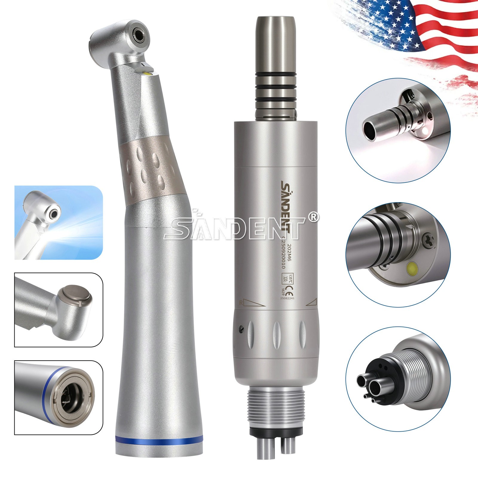 NSK Style Dental Slow Speed Handpiece E-Type Inner Water Spray 4-Hole LED/NO-LED