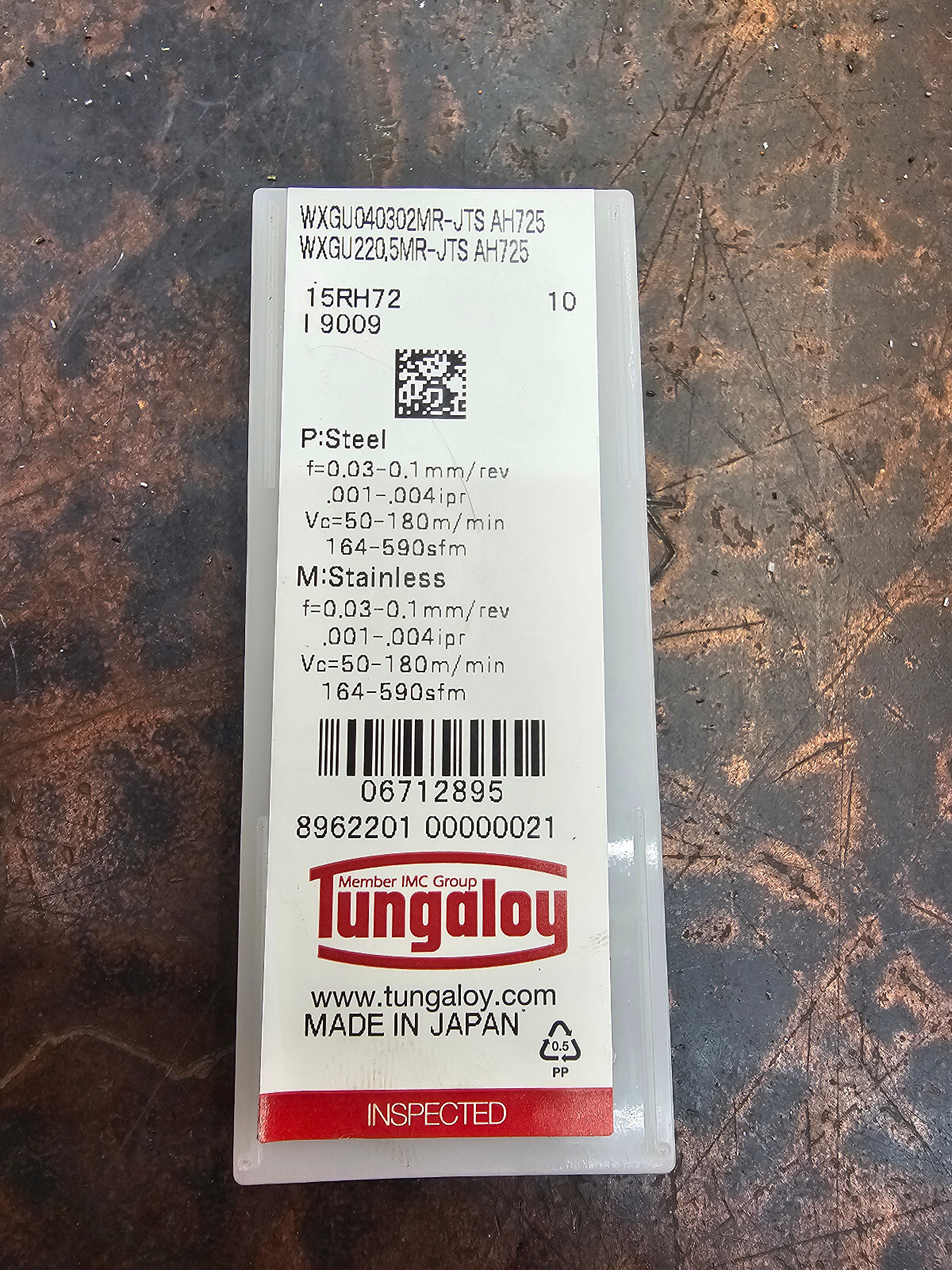 Qty 10 Tungaloy WXGU 220.5MR-JTS WXGU040302MR-JTS 6712895 AH725 Carbide Inserts