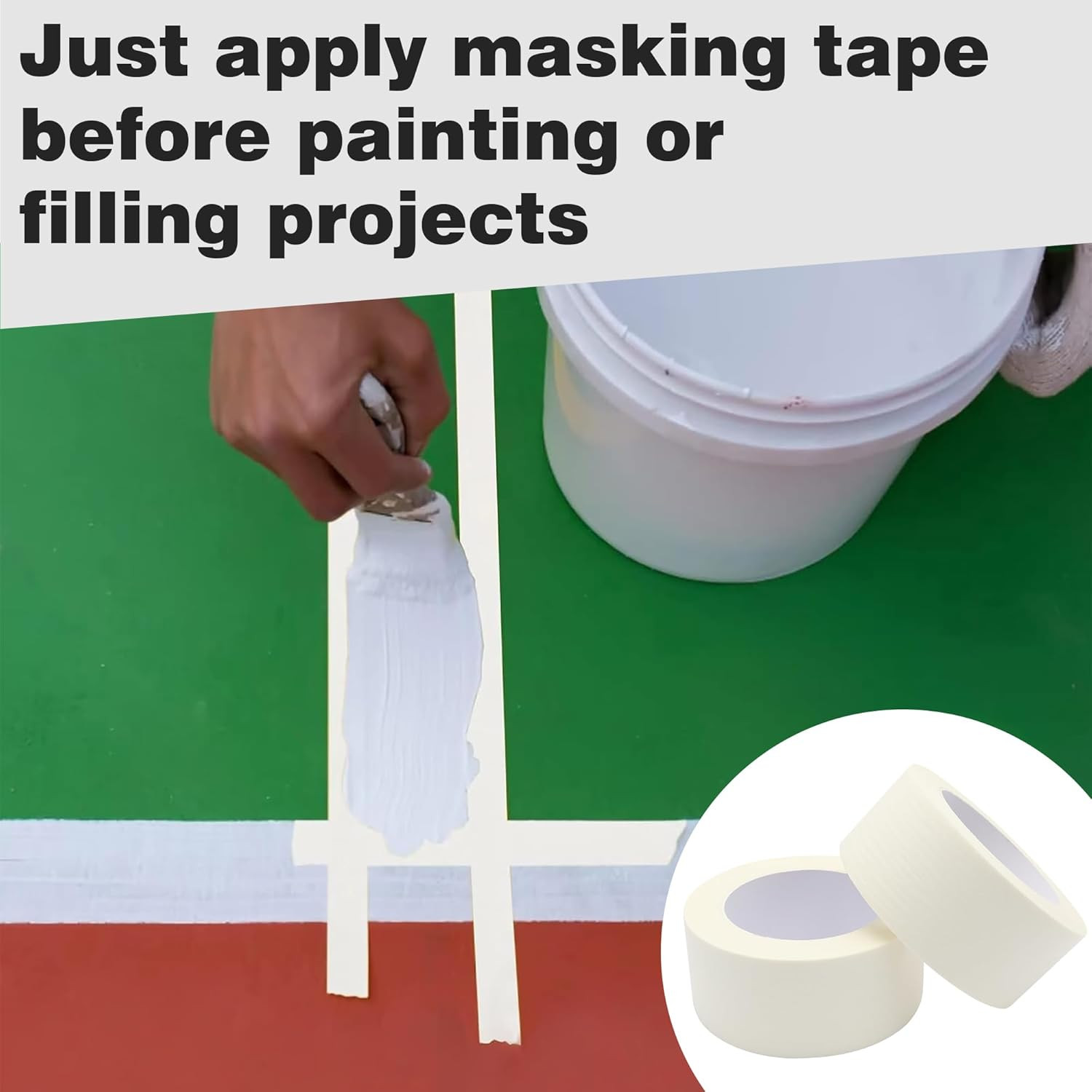Masking Tape 2 inch Wide, 2 Pack General Purpose Beige White Painters Tape for C