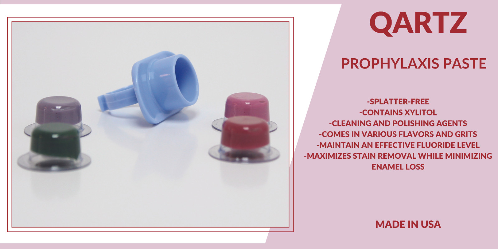 QARTZ PROPHY PASTE CUPS BUBBLE GUM COARSE 200/BOX DENTAL W/FLOURIDE – 6 BOXES