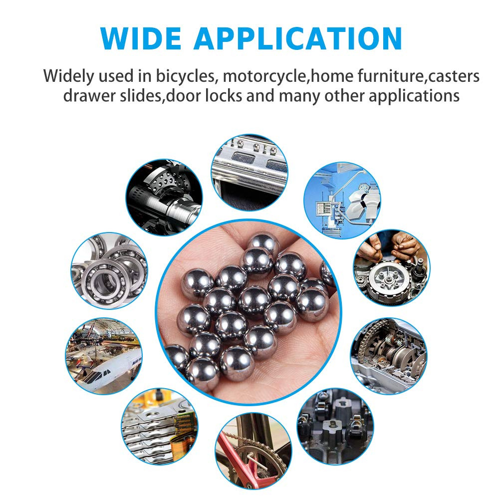 600pcs Bicycle Bearing Balls 6 Sizes 1/4 to 3/32 Loose Steel Ball Bearings Set