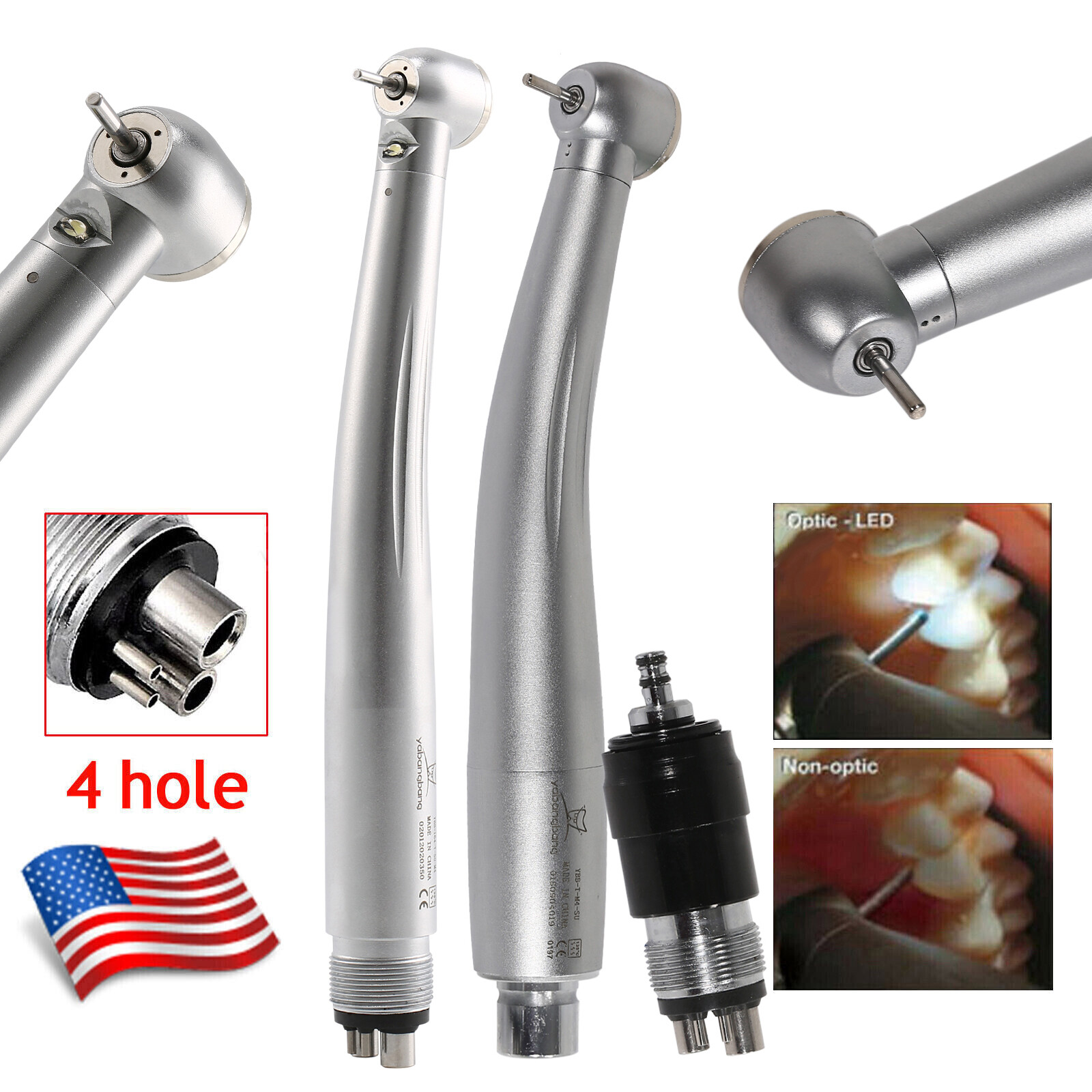 Dental High Speed LED / No-LED Handpiece Turbine / Coupler 4 Hole NSK Style sa