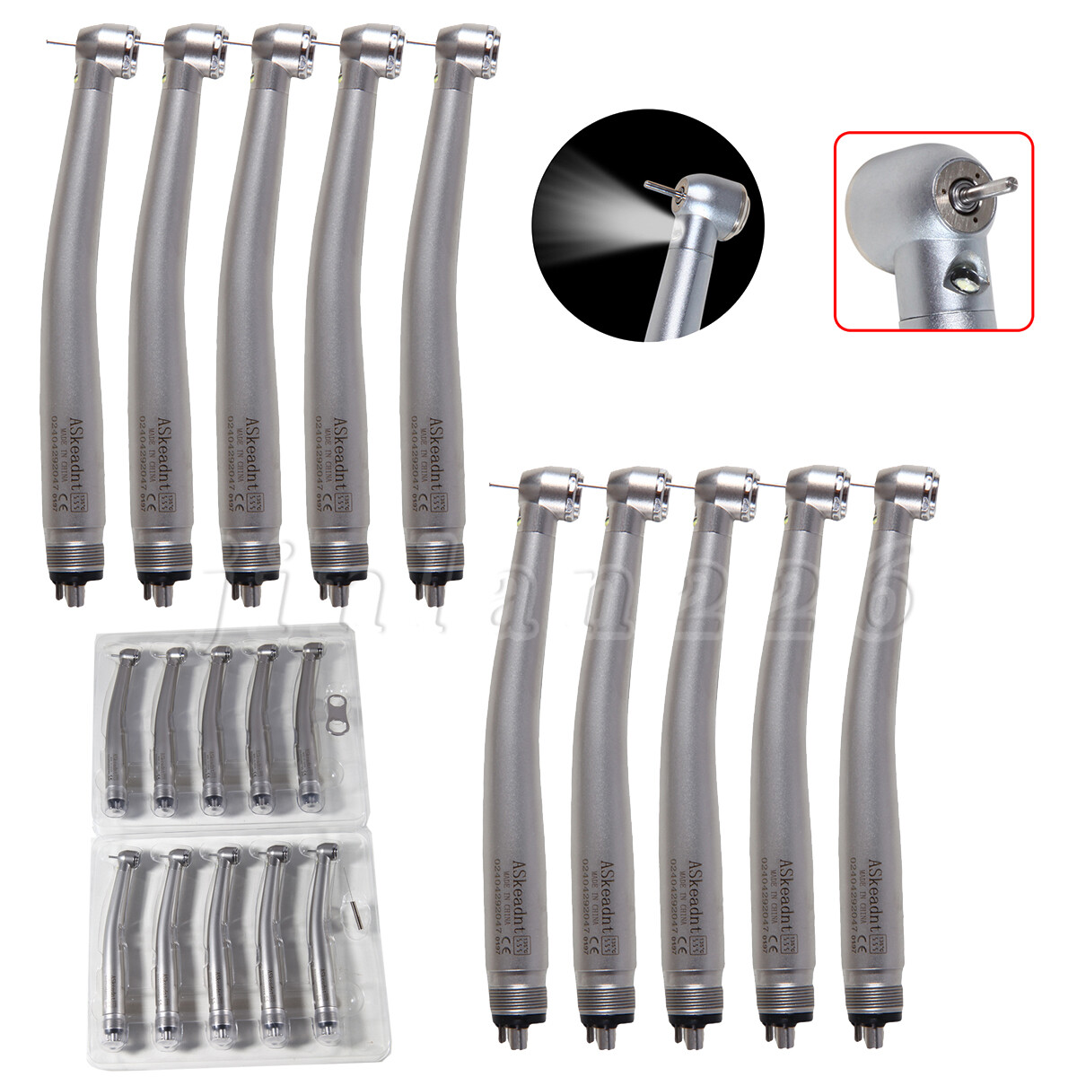 Dental Fiber Optic E-generator High-Speed LED 3-Way Spray Handpiece Torque 4HOLE