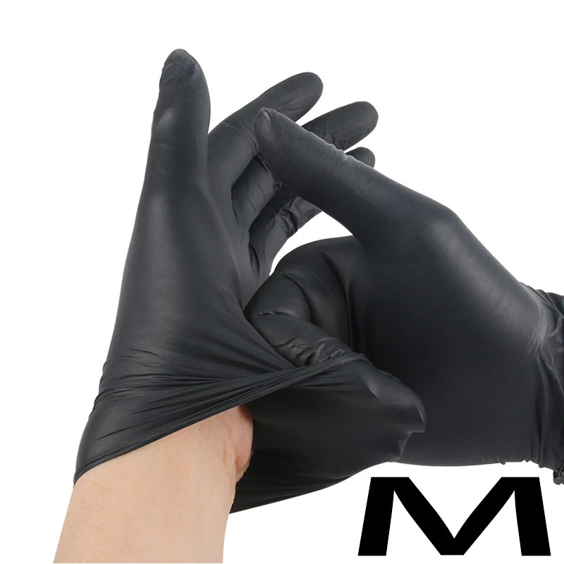 50/100/200/400/1000Pcs Black Nitrile Food Grade Disposable Gloves, Household Kit