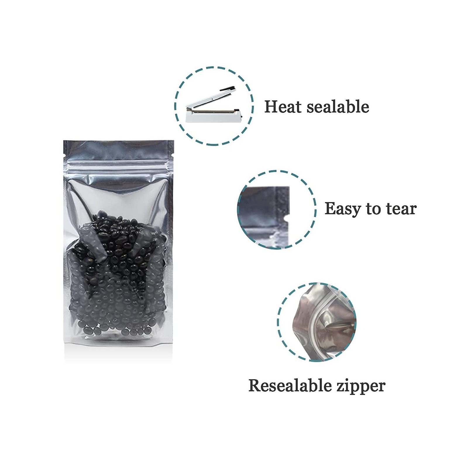 FERENLI 1000 Pieces Stand Up Clear Front Zipper Lock Resealable Aluminum Myla…
