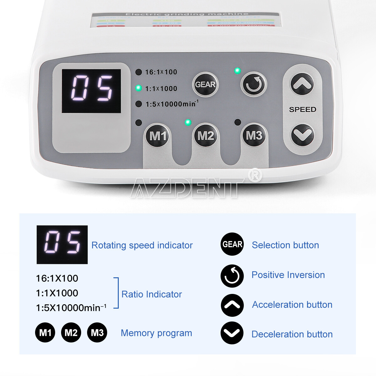 AZDENT Dental Brushless LED Electric Micro Motor /1:5 Increasing Handpiece