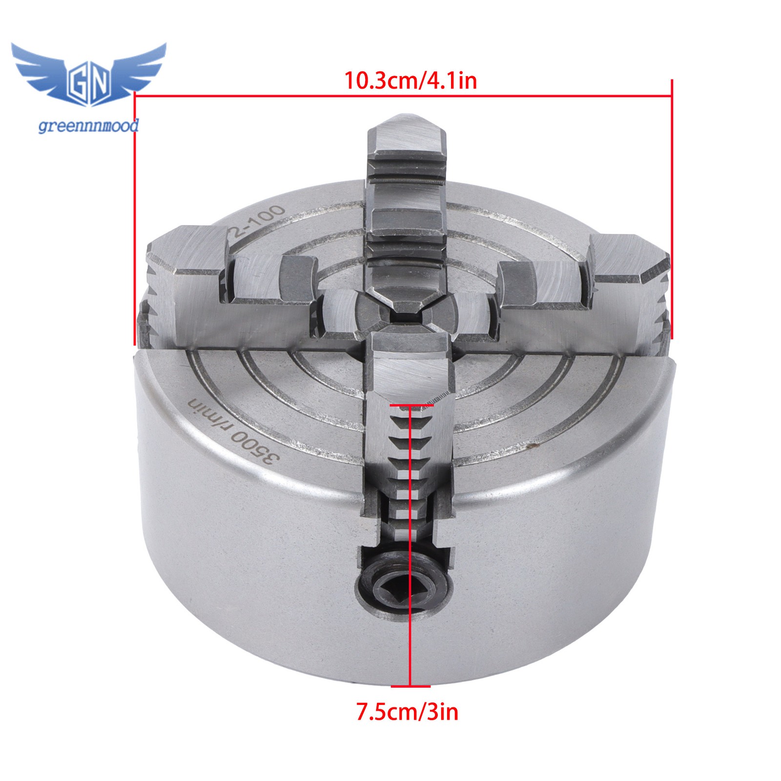 K72-100 4″ Lathe Chuck 4 Jaw Independent Milling Machine Cast Iron Internal Jaw