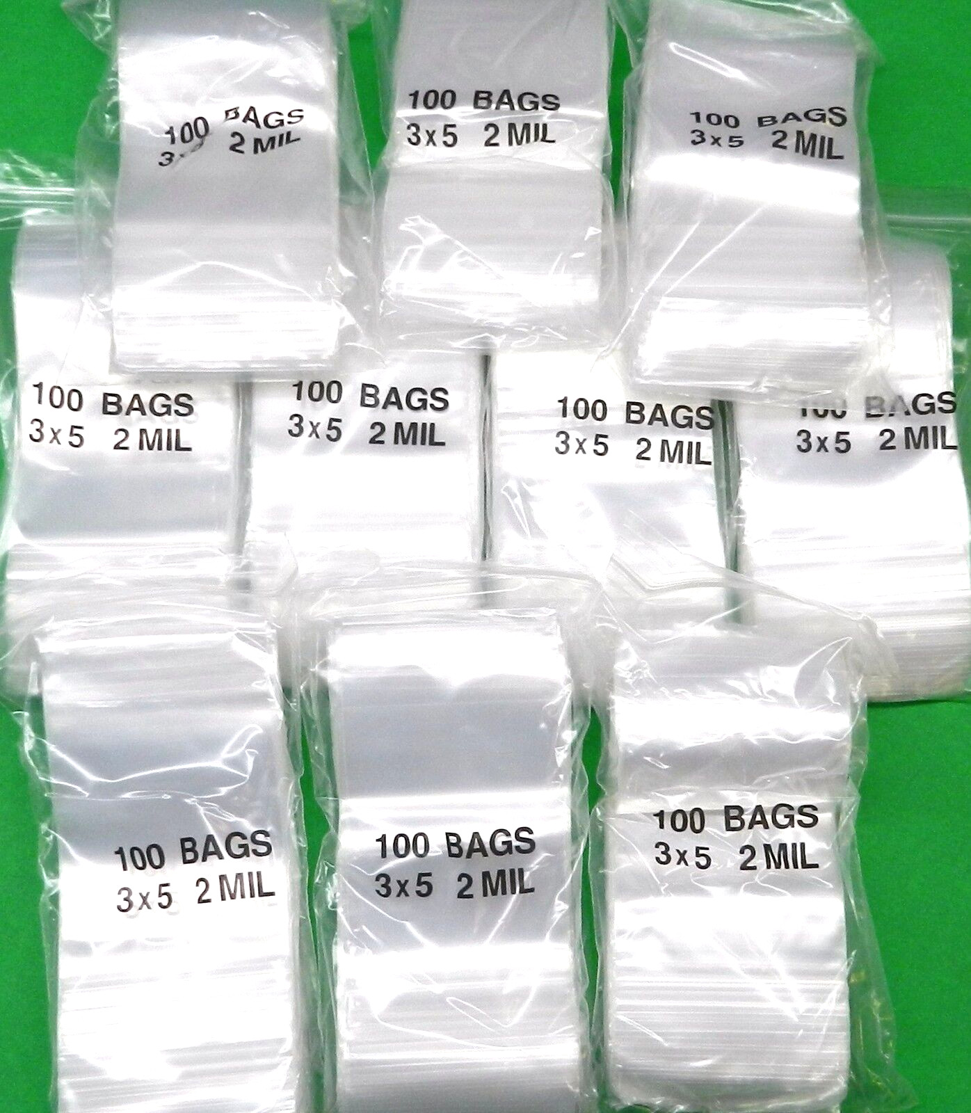 1000 Bags Reclosable 3×5 Clear 2Mil Baggies Squeeze Top Seal 3″ x 5″ Bags 1,000