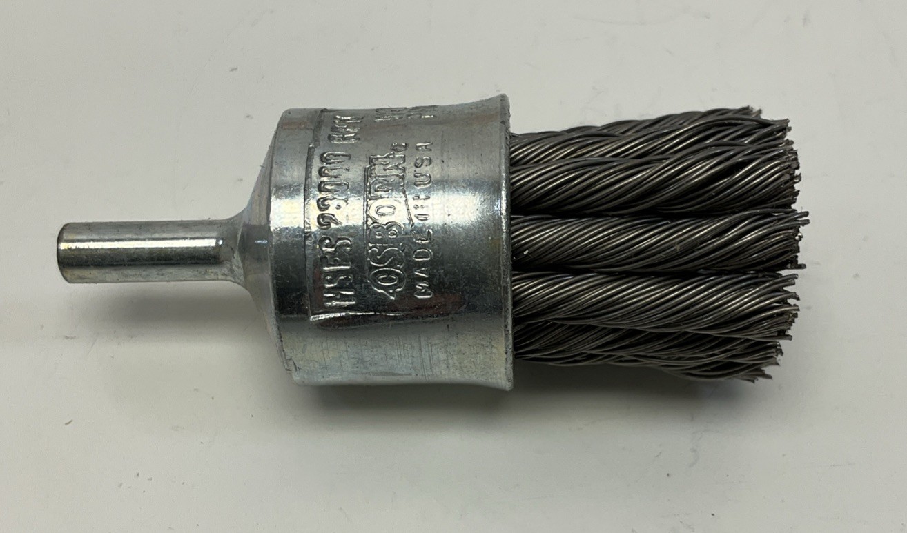 OSBORN Steel Bristle Knotted End Brush 1″ RUFTUF .020 Wire 1/4″ Stem – (RE201)