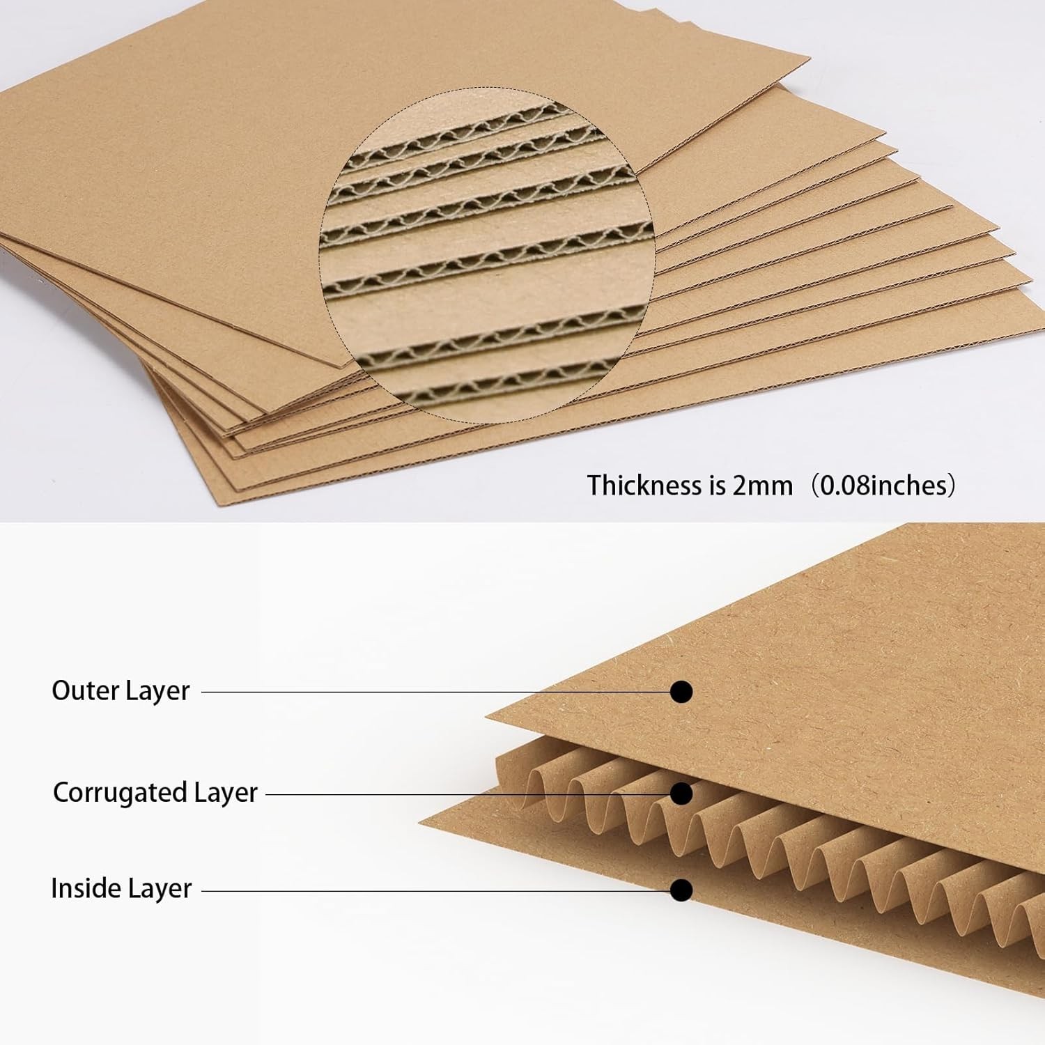 5×7 Corrugated Cardboard Sheets Set of 200, Flat Card Boards Inserts for Craf…