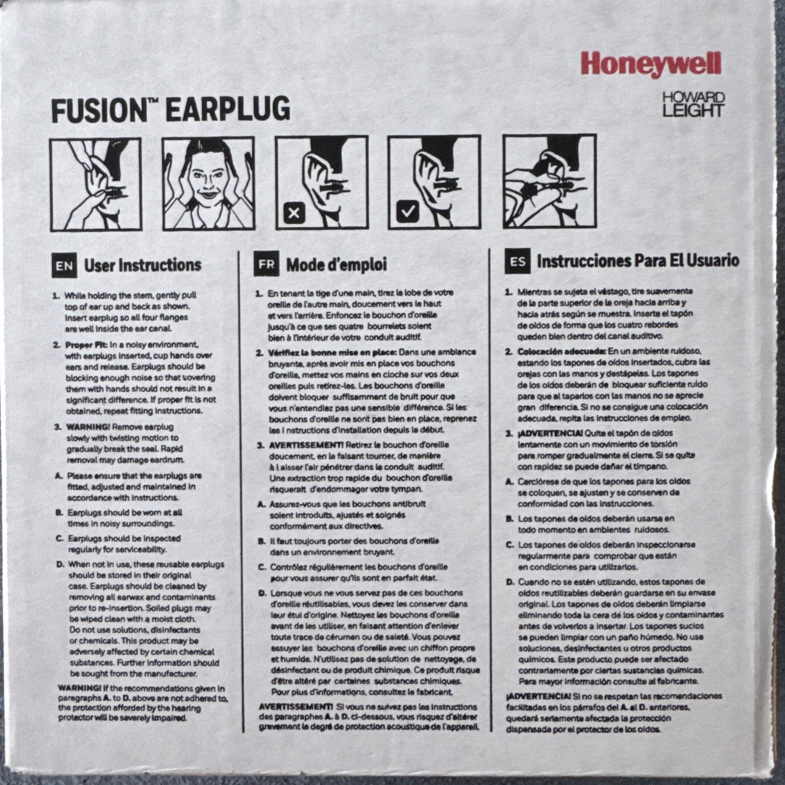 Honeywell FUS30S-HP Multiple-Use Earplugs (100)