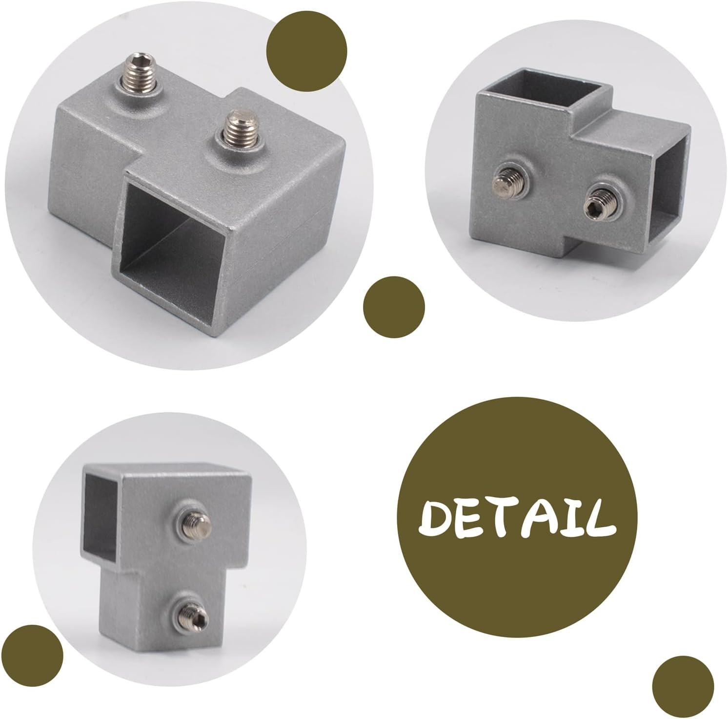 8-Pack 1” Square Tube 3-Way T Connector Aluminum Alloy Fence Fitting