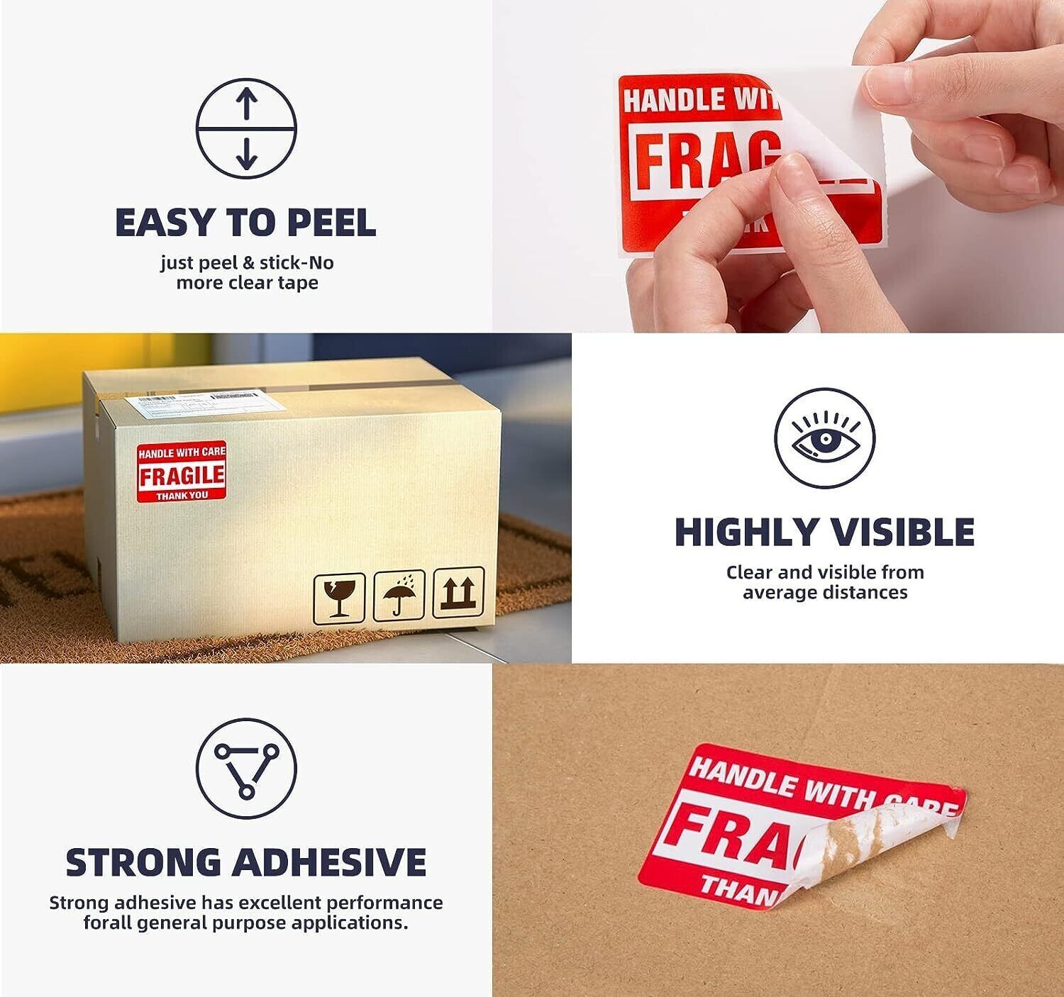 5 FRAGILE Handle with Care DOT 2×3 inch Shipping Label Sticker UPS Fedex USPS