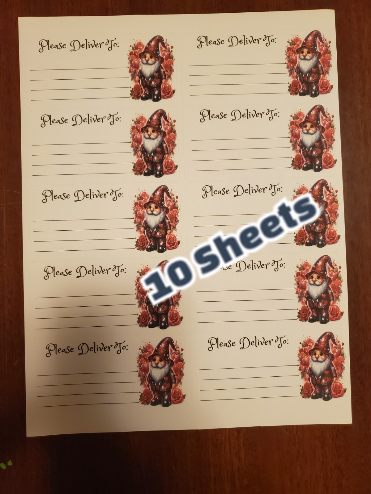 10 Sheets please deliver to address shipping labels (PDT) pen pal, mail
