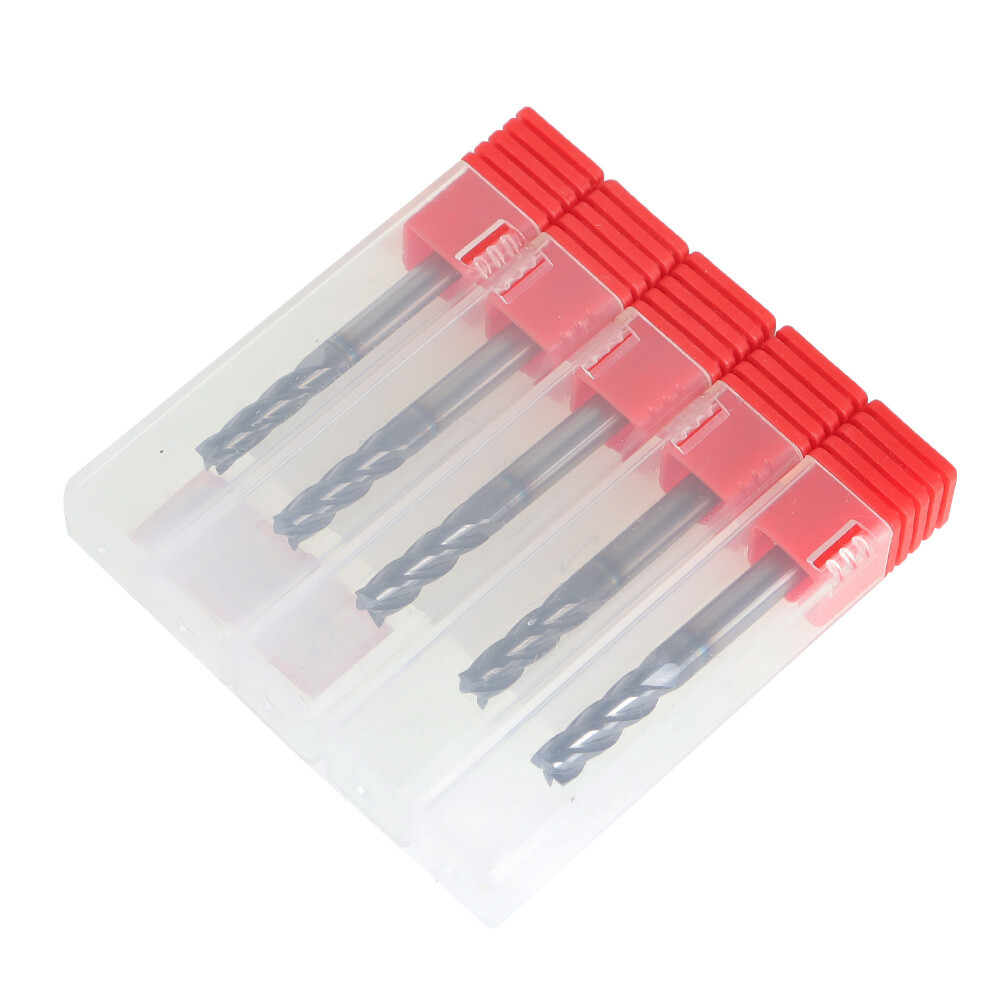 5Pcs 3/16″ 4 Flute Regular Carbide End Mill 2″ Overall Length TiALN COATED