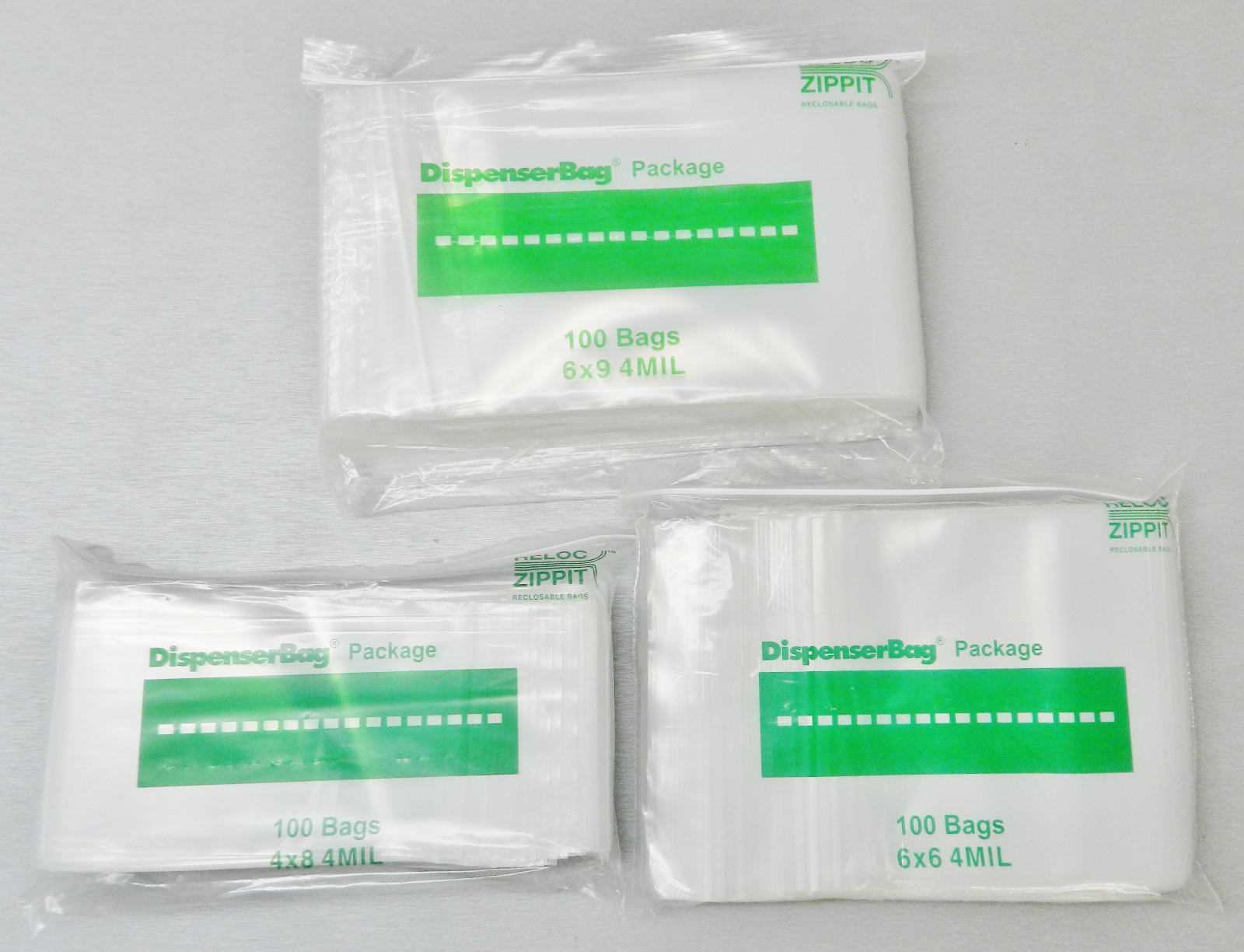300 Zippit Bags 4Mil Thick Assortment 3 Sizes 4×8 6×6 6×9 Heavy Duty Bags 100 @