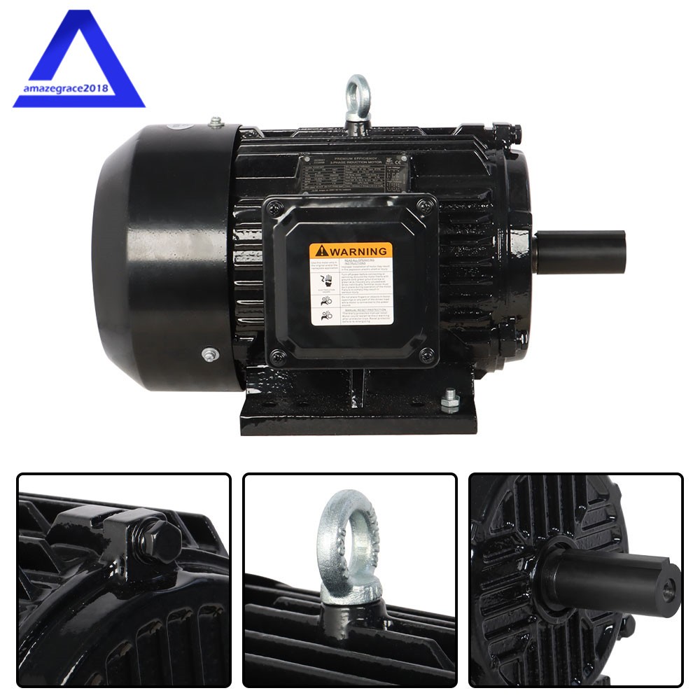 Electric Motor 5 HP 3 Phase 1800 RPM 184T Frame TEFC 230/460 Volt Severe Duty US
