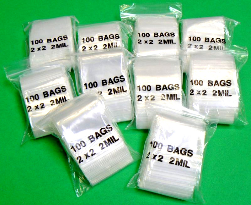 2×2 Clear 2mil Poly Bags Squeeze Zip Reclosable Bags 2″ x 2″ Square 1000 Pcs
