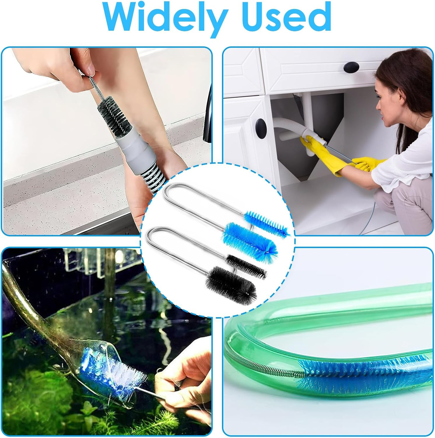2 Pcs Flexible Drain Pipe Cleaning Brush 36 Extra Long Double Ended Nylon Bris