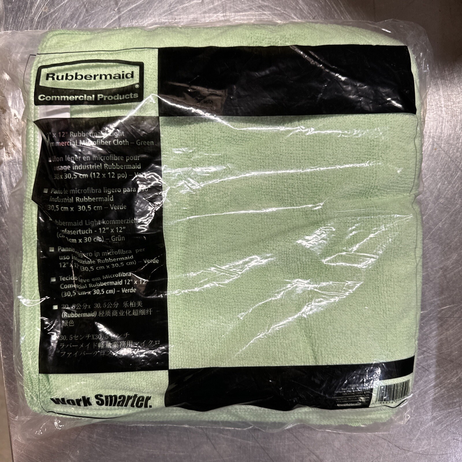 Rubbermaid Commercial Microfiber Cleaning Cloths, 12 x 12, Green, 24/Pack
